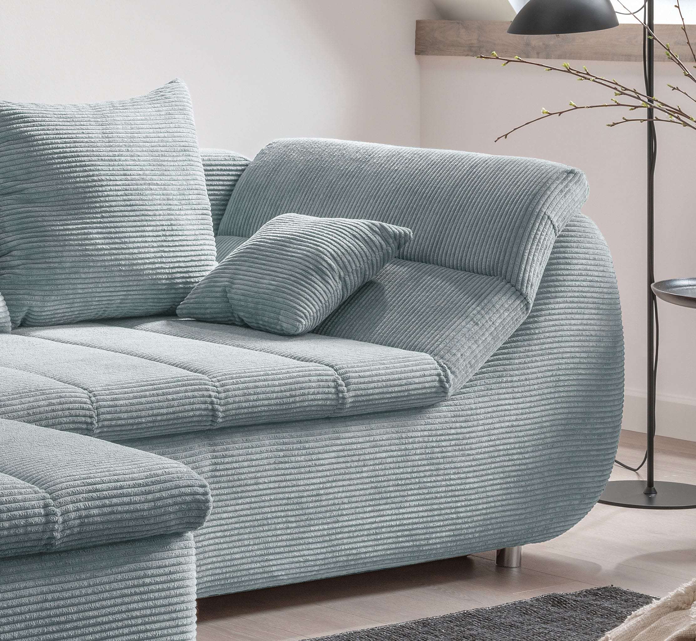 INOSIGN Ecksofa »Imola elegant und bequem, aktuelle Steppung im Sitz, L-Form«, wahlweise mit Bettfunktion