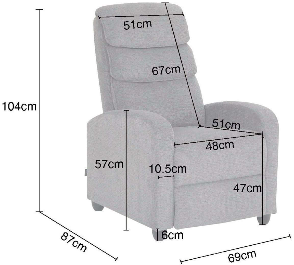 Home affaire Relaxsessel »BERVILLE, TV-Sessel, Ruhesesel mit Schlaffunktion, Webstoff«, Liegesessel mit manueller Relaxfunktion
