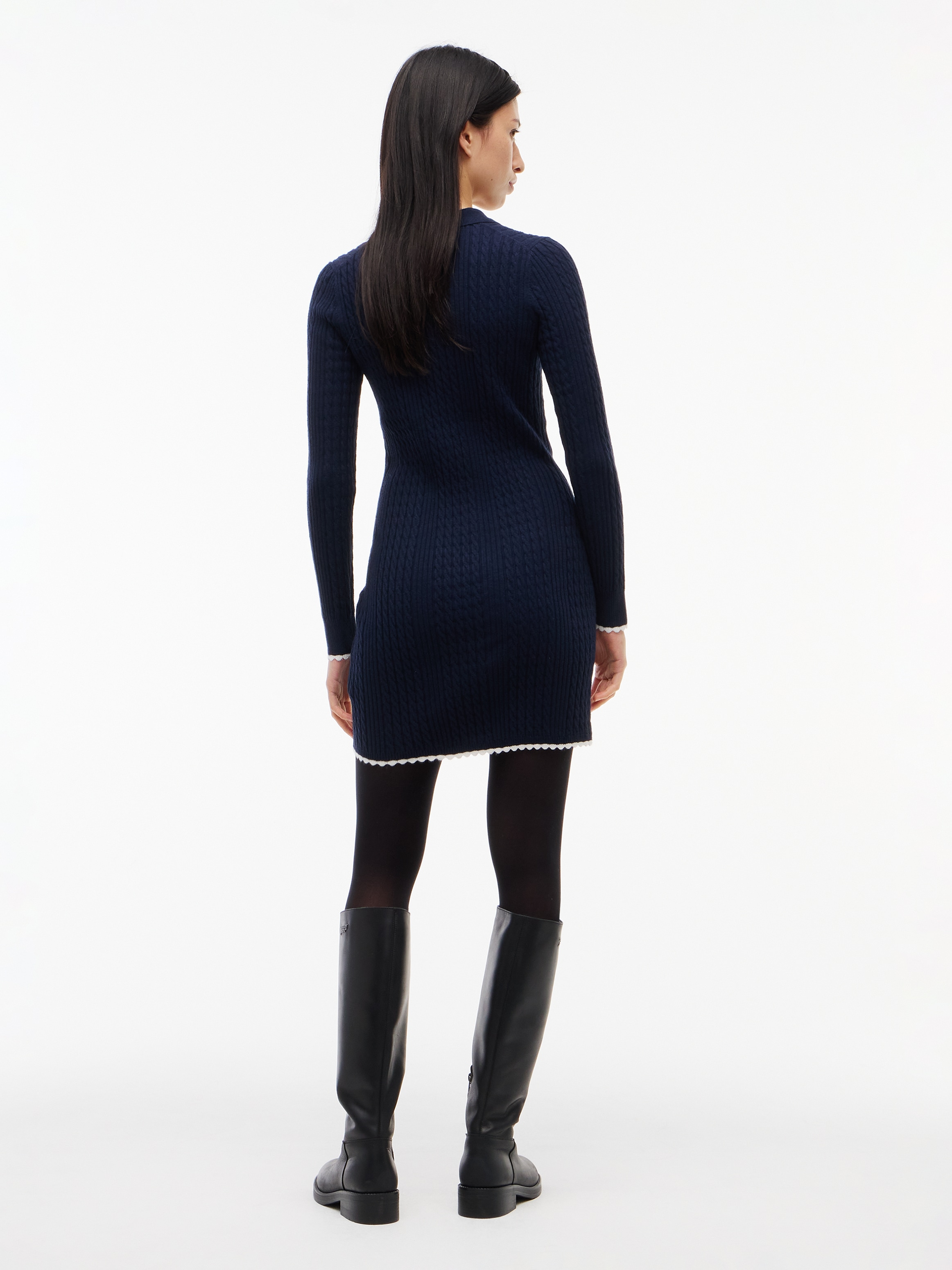 Tommy Jeans Strickkleid »TJW CABLE POLO MINI DRESS EXT« Viskosemischung, mit Zopfmuster