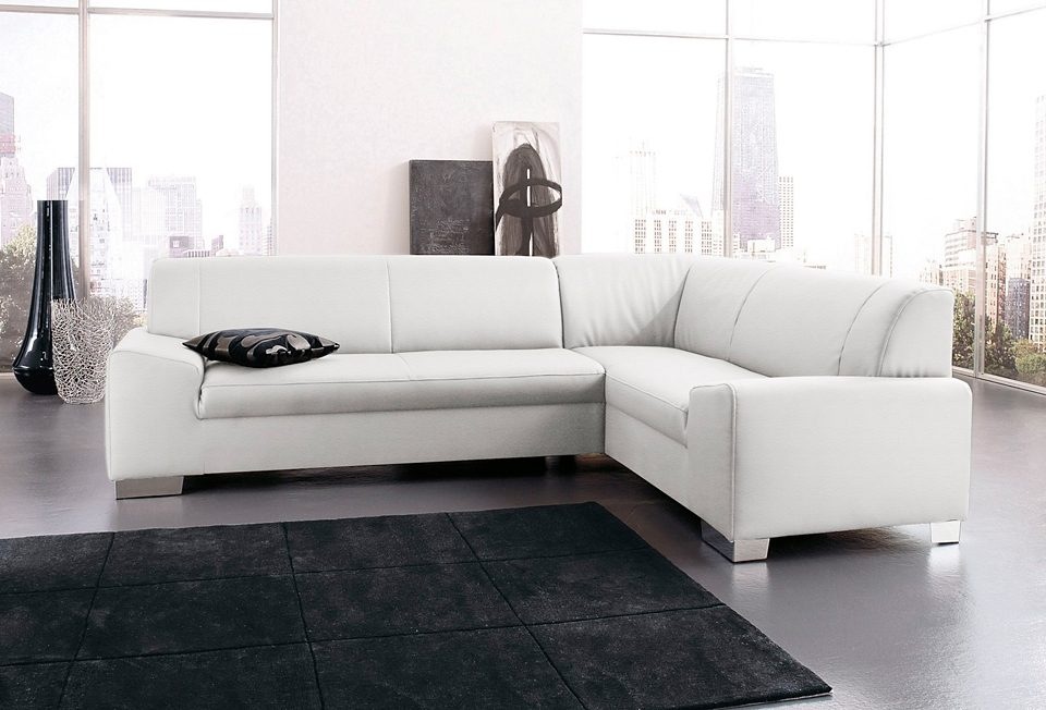 DOMO collection Ecksofa »Alisson, zeitlose Optik, flache Armlehnen, L-Form«, fester Sitzkomfort, wahlweise mit Bettfunktion