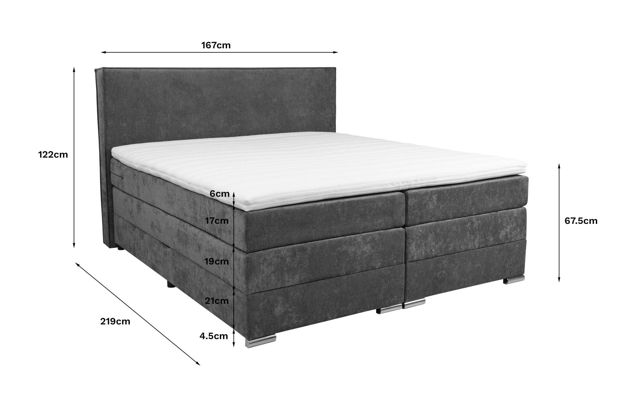 Home affaire Boxspringbett »Romeo, Doppelbett, Polsterbett, Federkernbett, Komforbett, 160, 180 cm« inkl. Topper, zwei Bettkästen, Taschen-Federkernmatratze, Härtegrad 4
