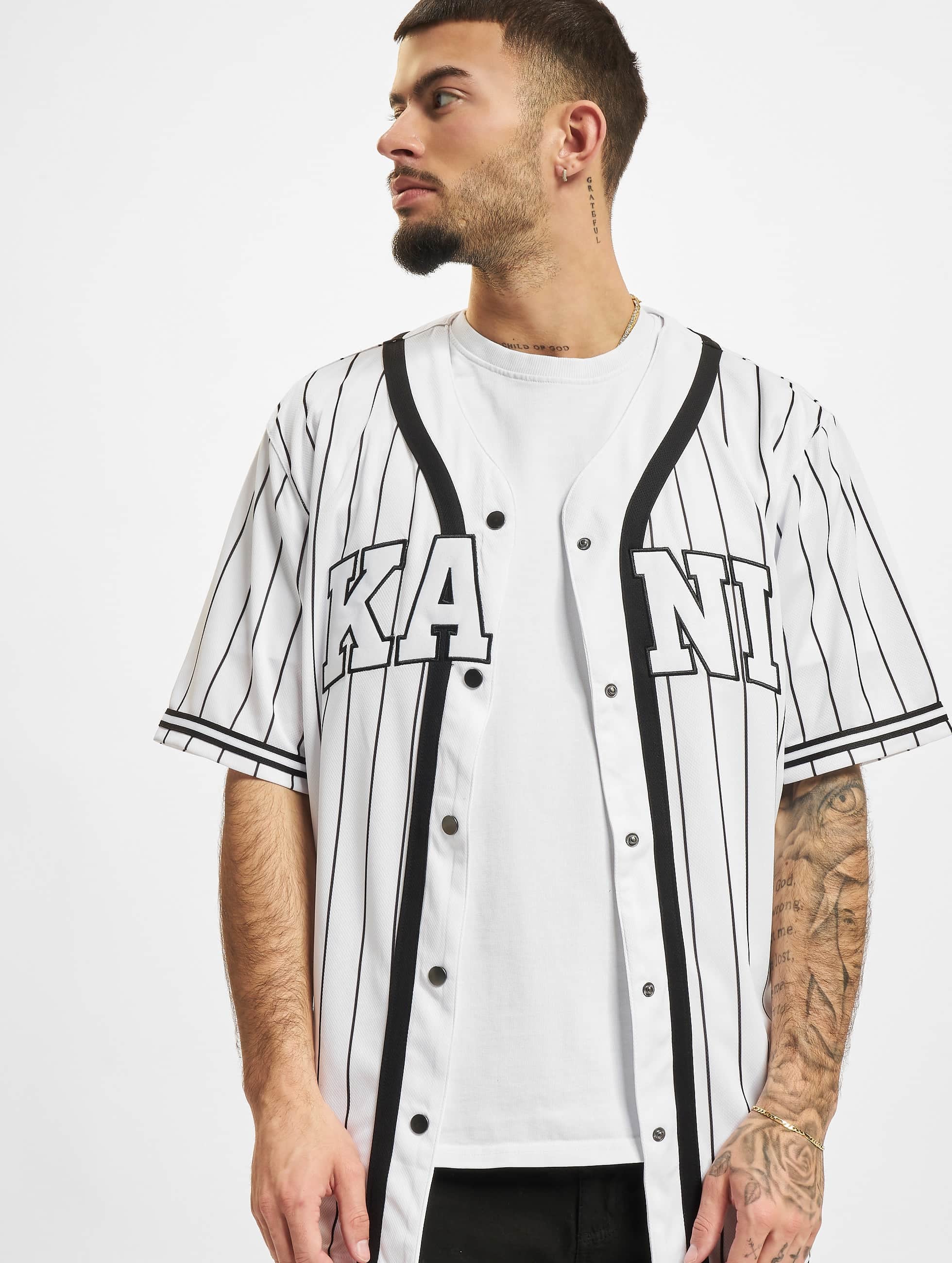 Kurzarmshirt »Karl Kani Herren KM221-115-2 Serif Pinstripe Baseball Shirt«, (1 tlg.)