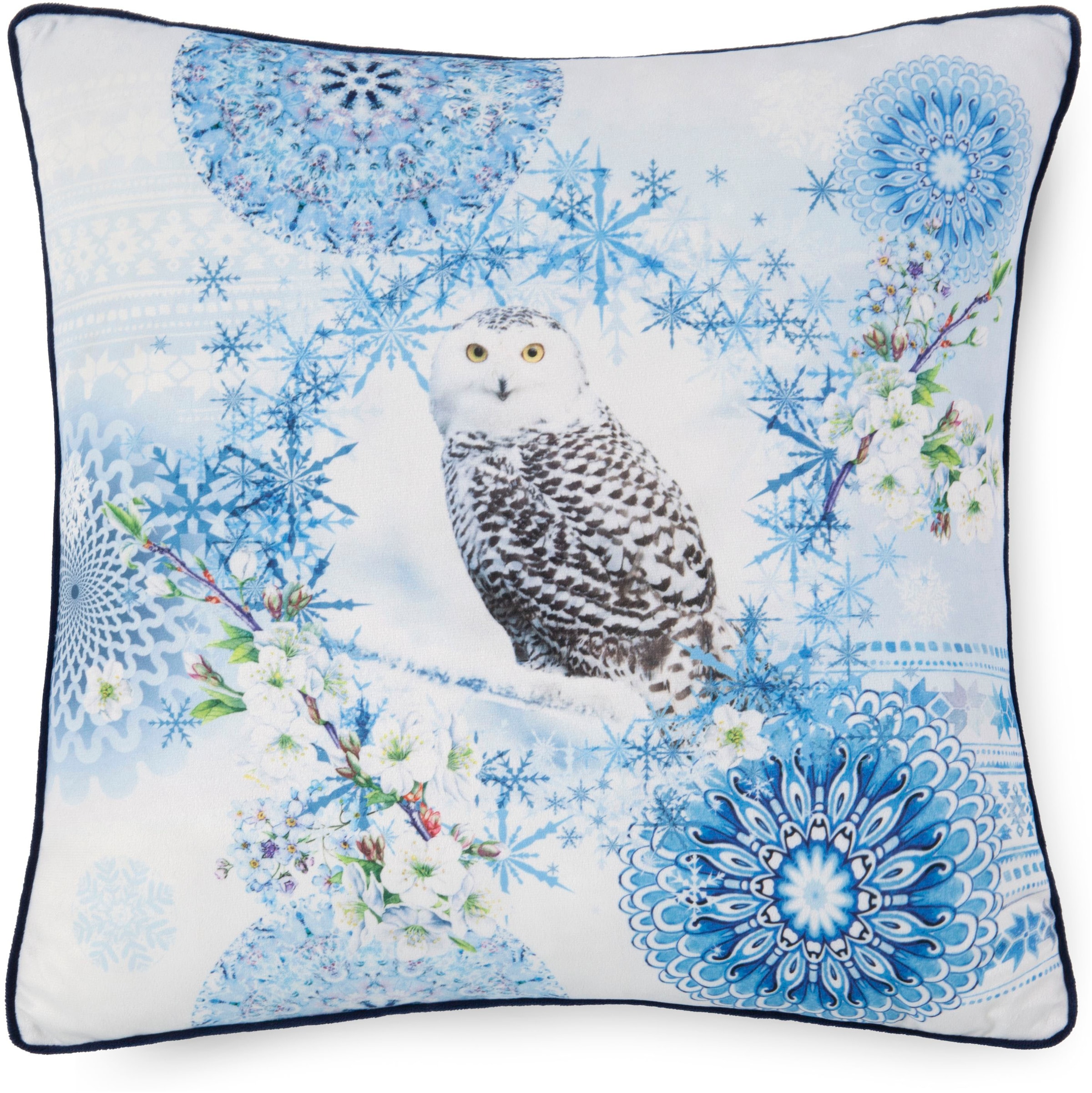 hip Dekokissen »Phalini«, Mit Füllung, 1 Stück, Biese, 48x48, Wendeoptik, Weich, Winter, Blau