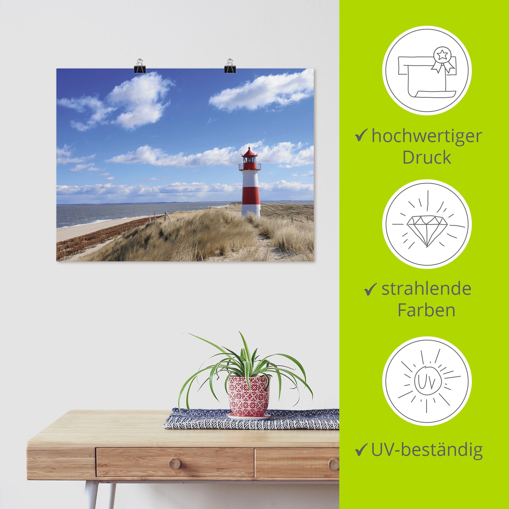 Artland Leinwandbild »Leuchtturm Sylt«, Gebäude, (1 St.), auf Keilrahmen gespannt