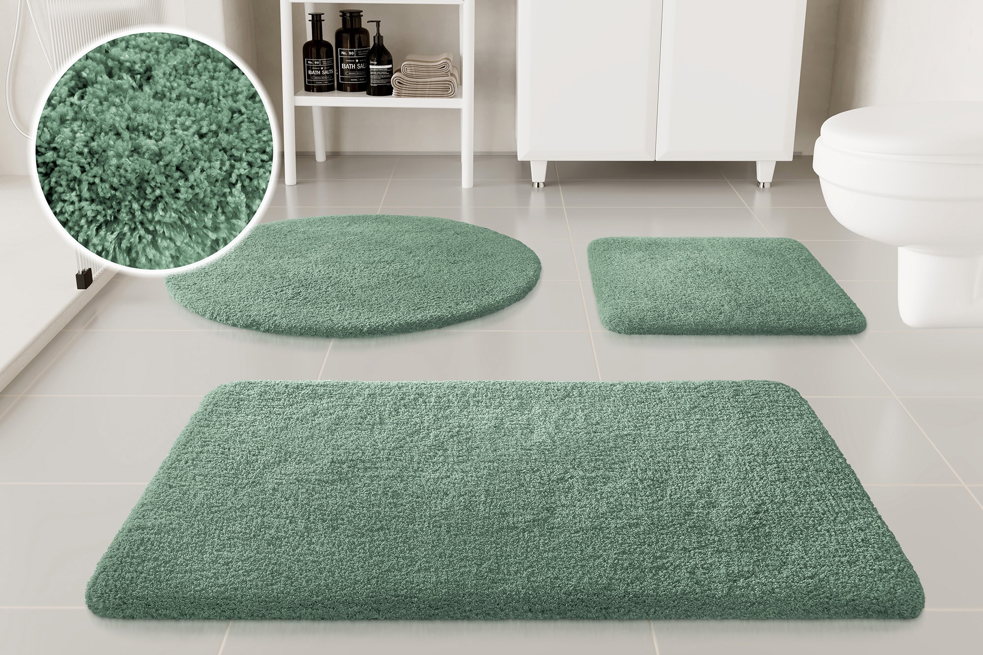 OTTO home Badematte "Kaarin, uni, viele Farben, Badvorleger, Badezimmer Teppich" Höhe 30 mm rutschhemmend beschichtet fußbodenheizungsgeeignet Badteppich, getuftet, flauschig, hochflor, große Farbauswahl