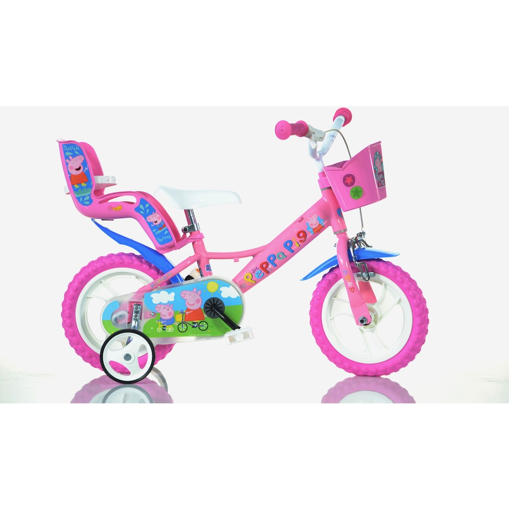 Dino Kinderfahrrad »Peppa Wutz Pig 12 Zoll«, 1 Gang, mit Stützrädern, Korb und Puppensitz