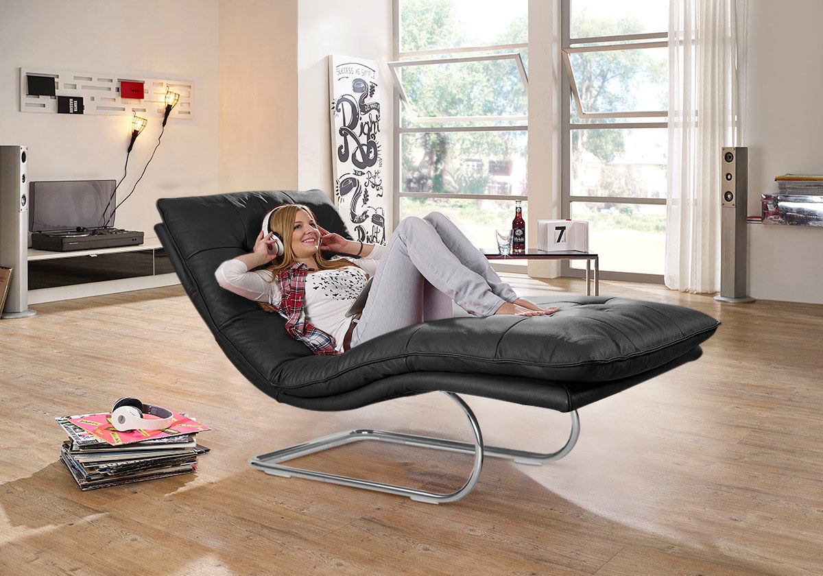 W.SCHILLIG Relaxliege "daily dreams" in Waffelkissen-Optik, wahlweise mit Motor, Freischwingergestell
