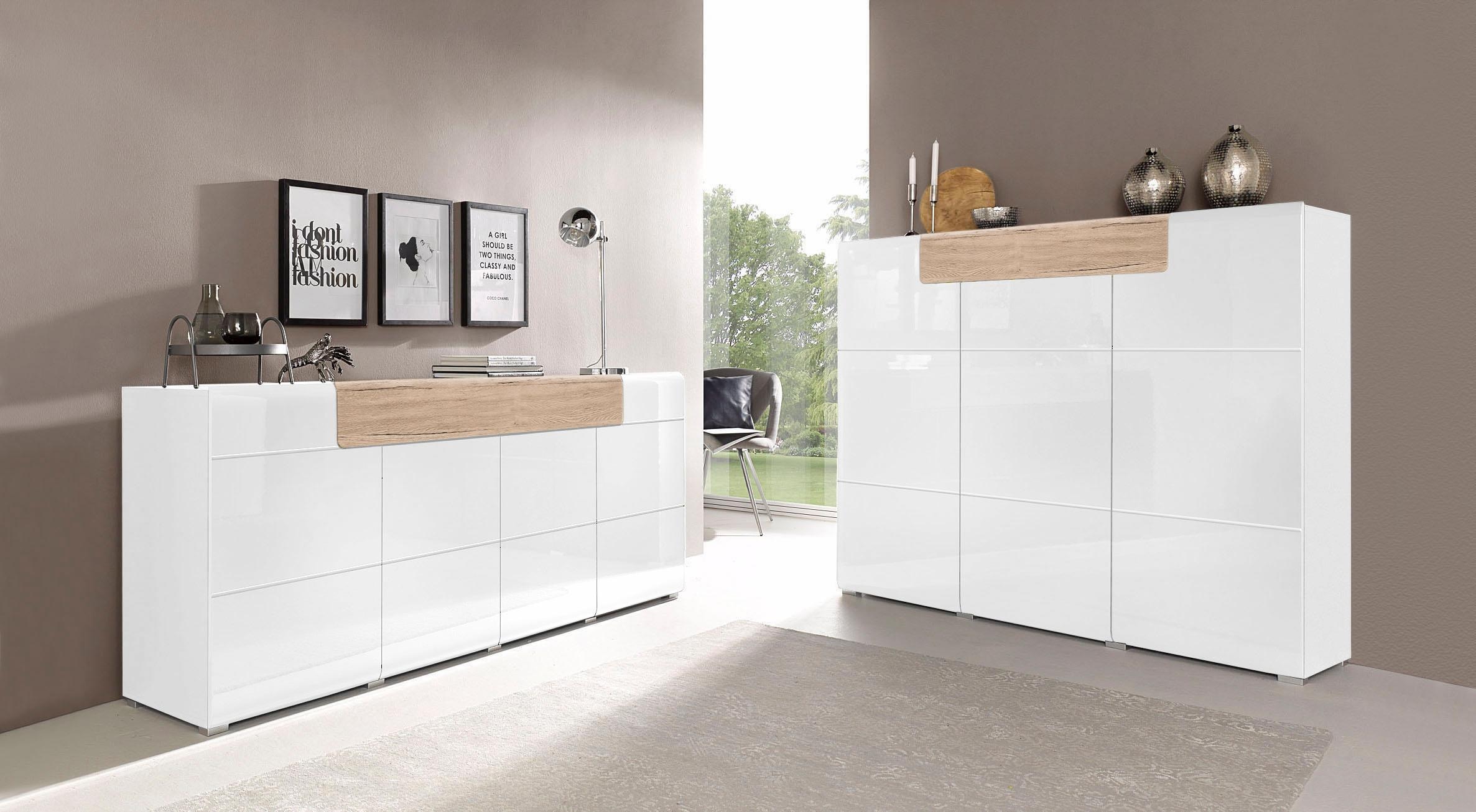 INOSIGN Highboard »Toledo,Breite 147,5 cm,trendige Hochkommode mit 3 Türen 1SK«, Hochschrank mit viel Stauraum, stylische Hochglanzfronten