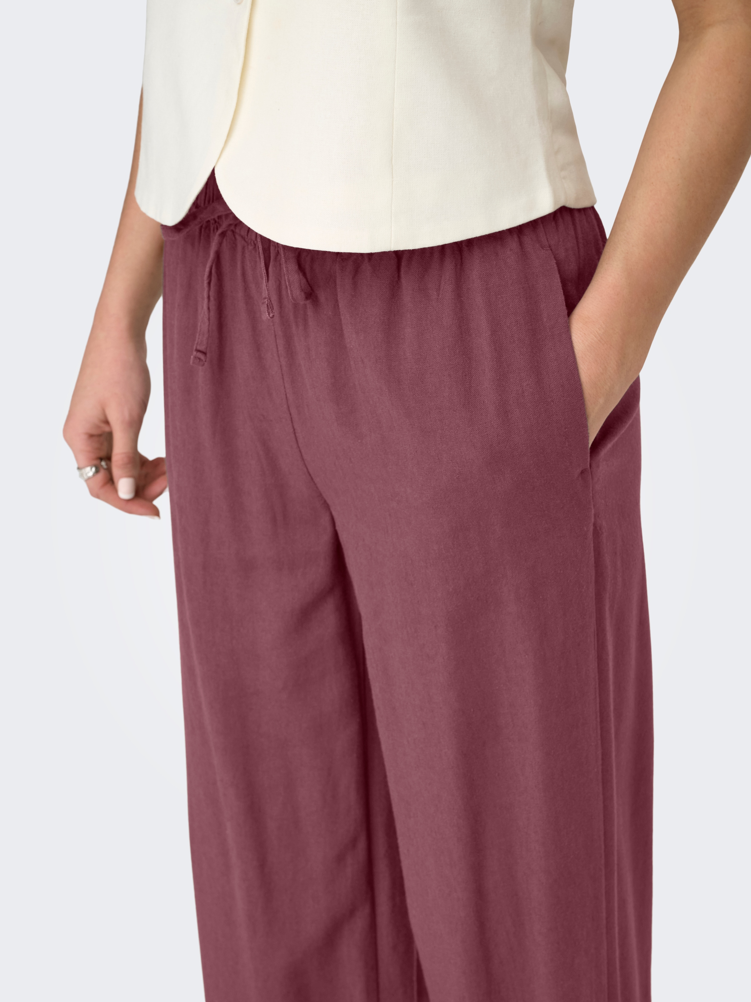 ONLY Schlupfhose »ONLGOA MW LINEN BL PULL-UP PANT CC PNT«  mit Leinen