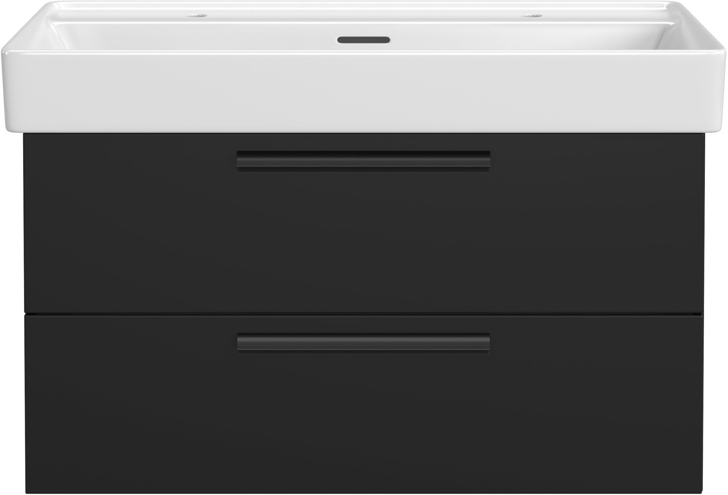 welltime Waschtisch »SALVADA, Softclose-Auszüge, Keramikbecken« Maße (B/T/H): 100/48/63 cm,  Schwarz, Lochbohrung für zwei Armaturen, Anti-Finger-Print