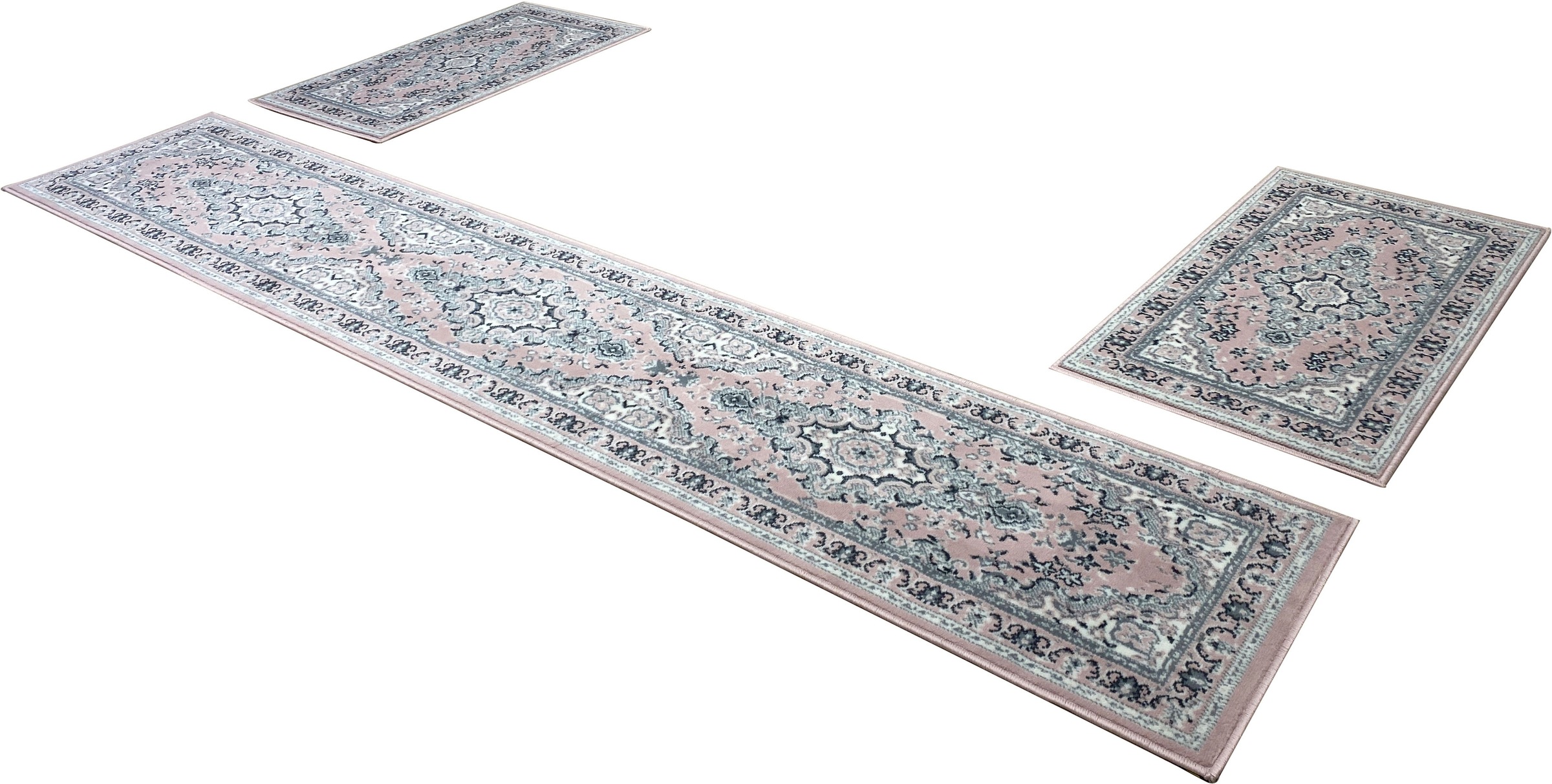 Bettumrandung OTTO HOME "Oriental, Made in Belgium" Gr. 14, rosa, H:7mm, Obermaterial: 100% Polypropylen, Bettumrandungen, Läufer-Set, Kurzflor, Orient-Optik, mit Bordüre, pflegeleicht, elegant 3