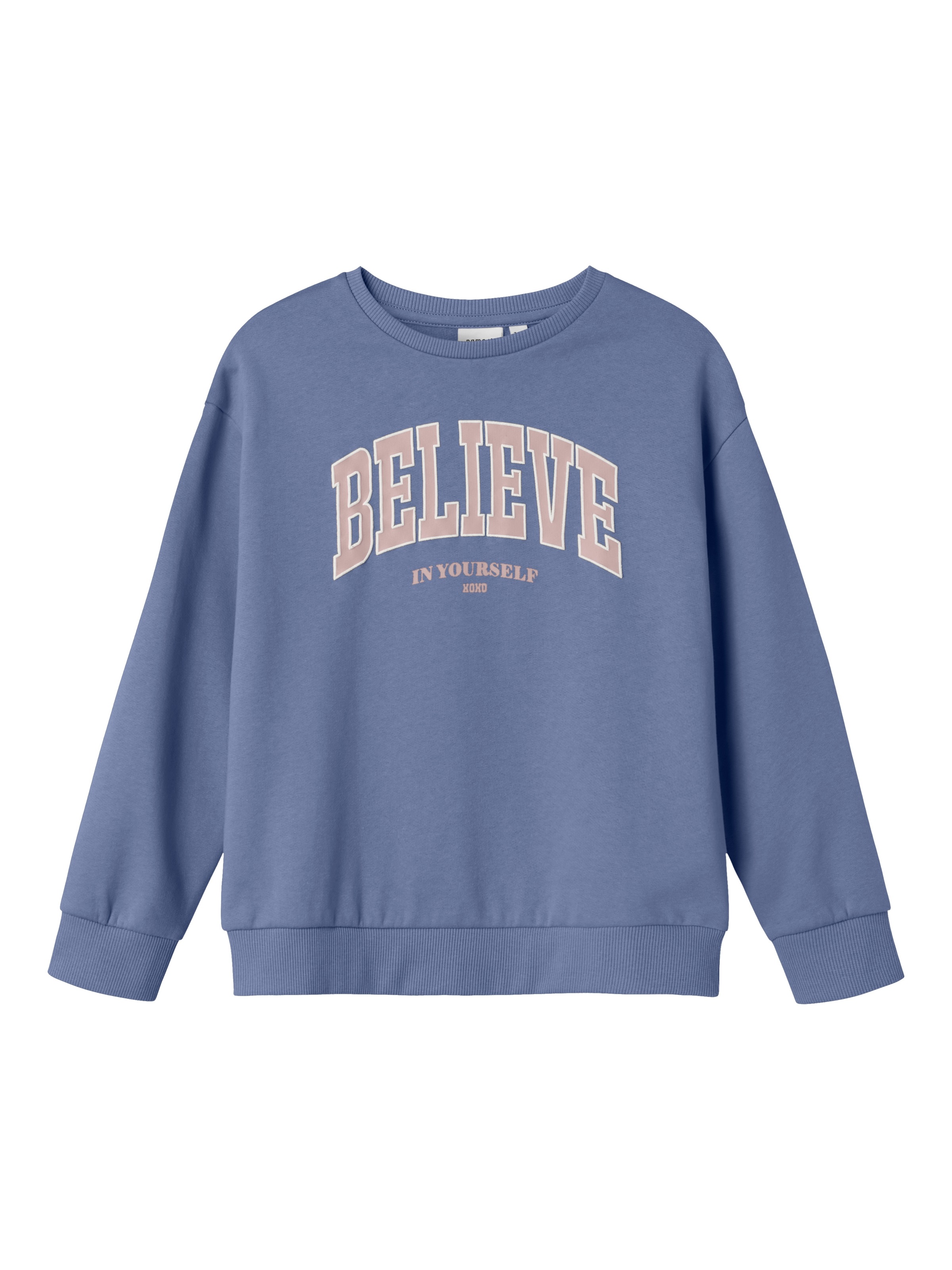 NAME IT Mädchen Sweatshirt "NKFODILIA RLX SWEAT BRU", blau, Gr. 122, bedruckt, Sweatware, Obermaterial: 100% Baumwolle, Sweatshirts