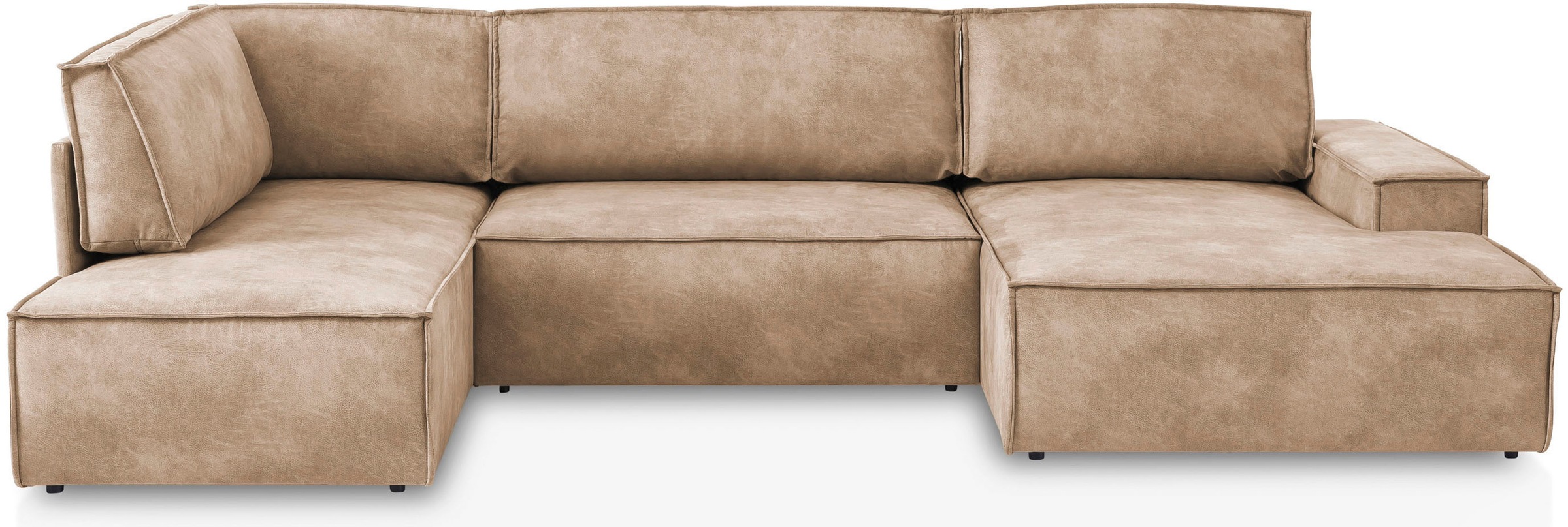 Home affaire Wohnlandschaft »SHERWOOD 329 cm, U-Form, Schlafsofa,«, Schlaffunktion m. Bettkasten (194x139 cm), Cord, Vintage, Samtvelours