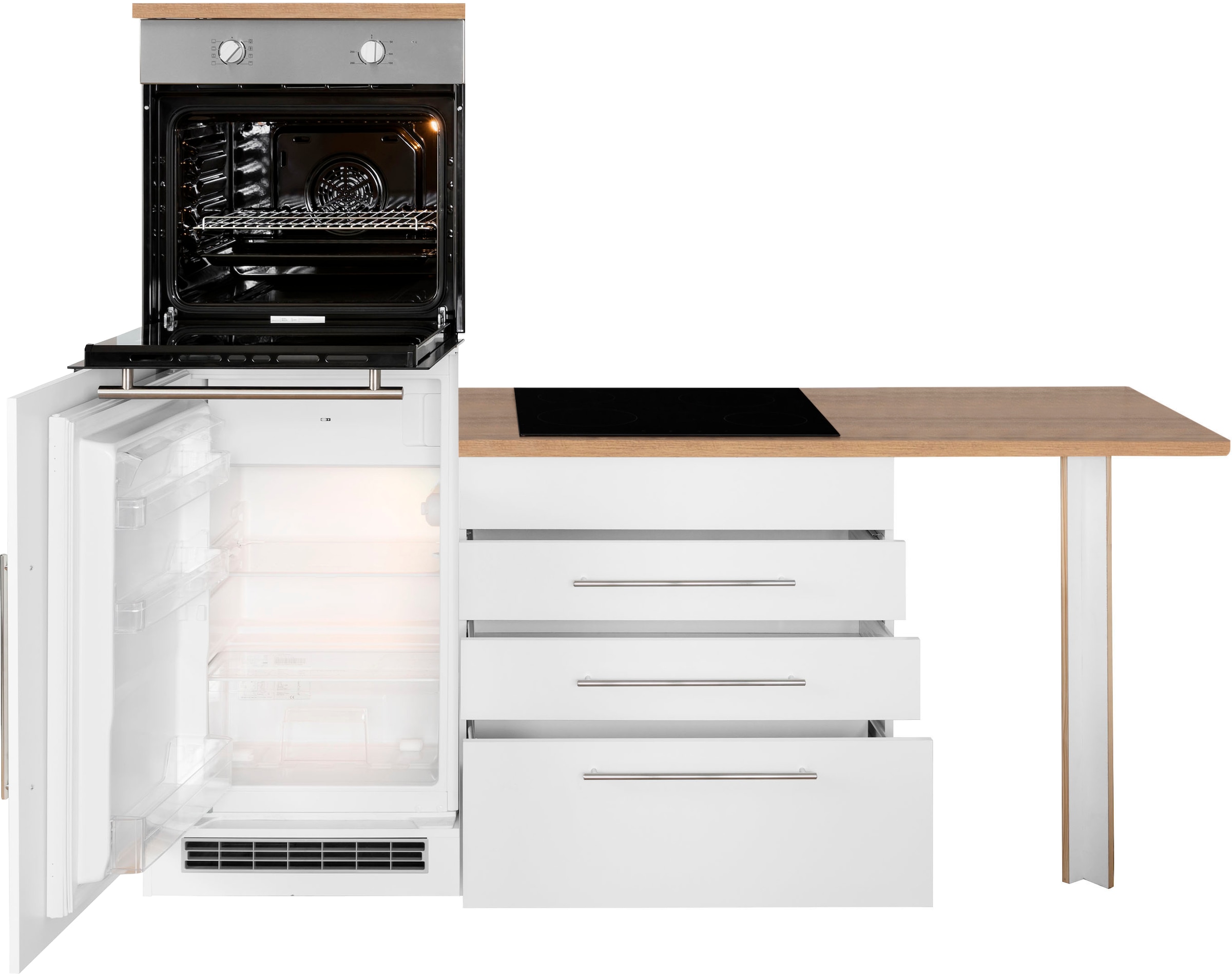 KOCHSTATION Winkelküche »KS-Samos«, mit E-Geräten, Stellbreite 200/270 cm