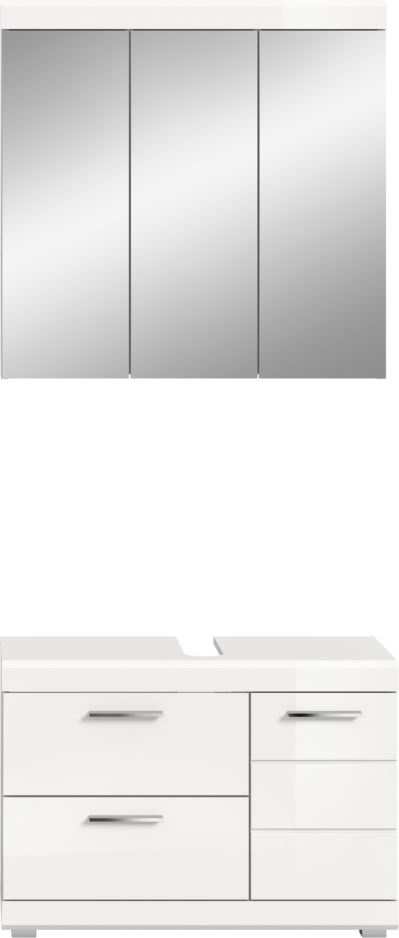 welltime Badmöbel-Set »SIENA, 2-teilig, Waschbeckenunterschrank & Spiegelschrank, MDF-Front«