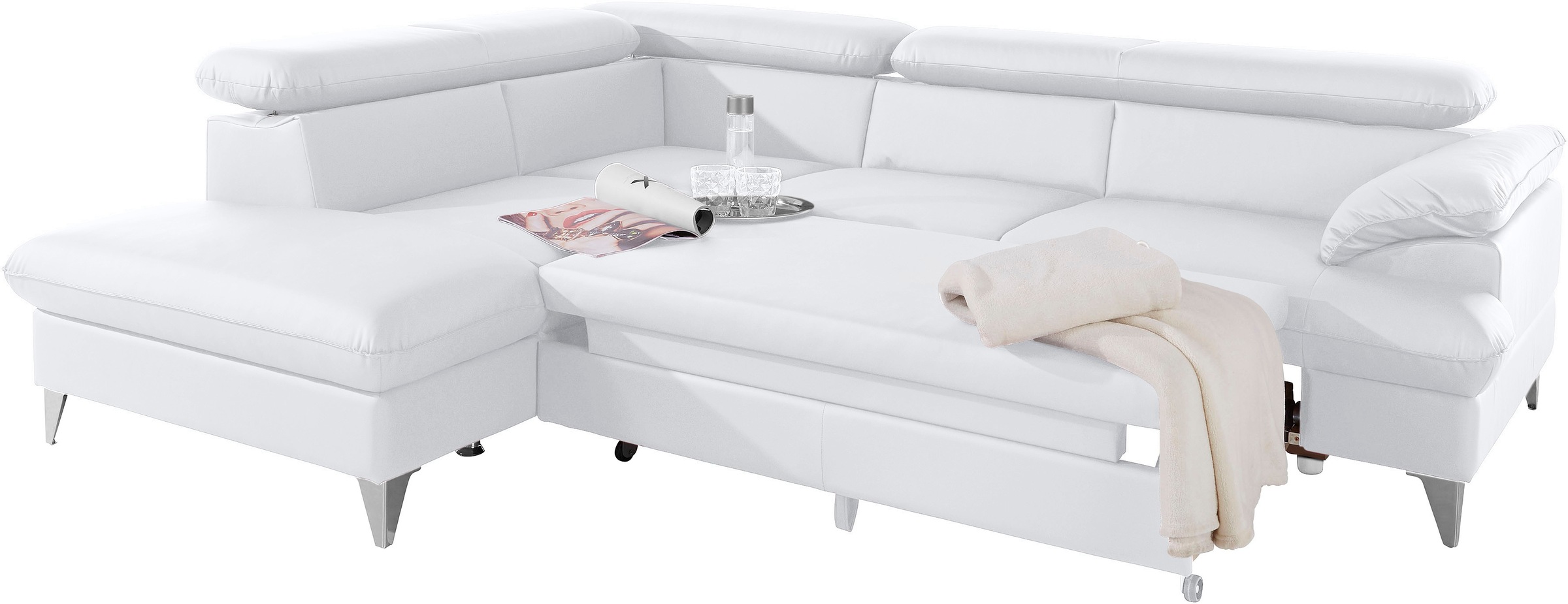 COTTA Ecksofa »Caluso L-Form«, mit Kopfteilverstellung, wahlweise mit Bettfunktion & Bettkasten