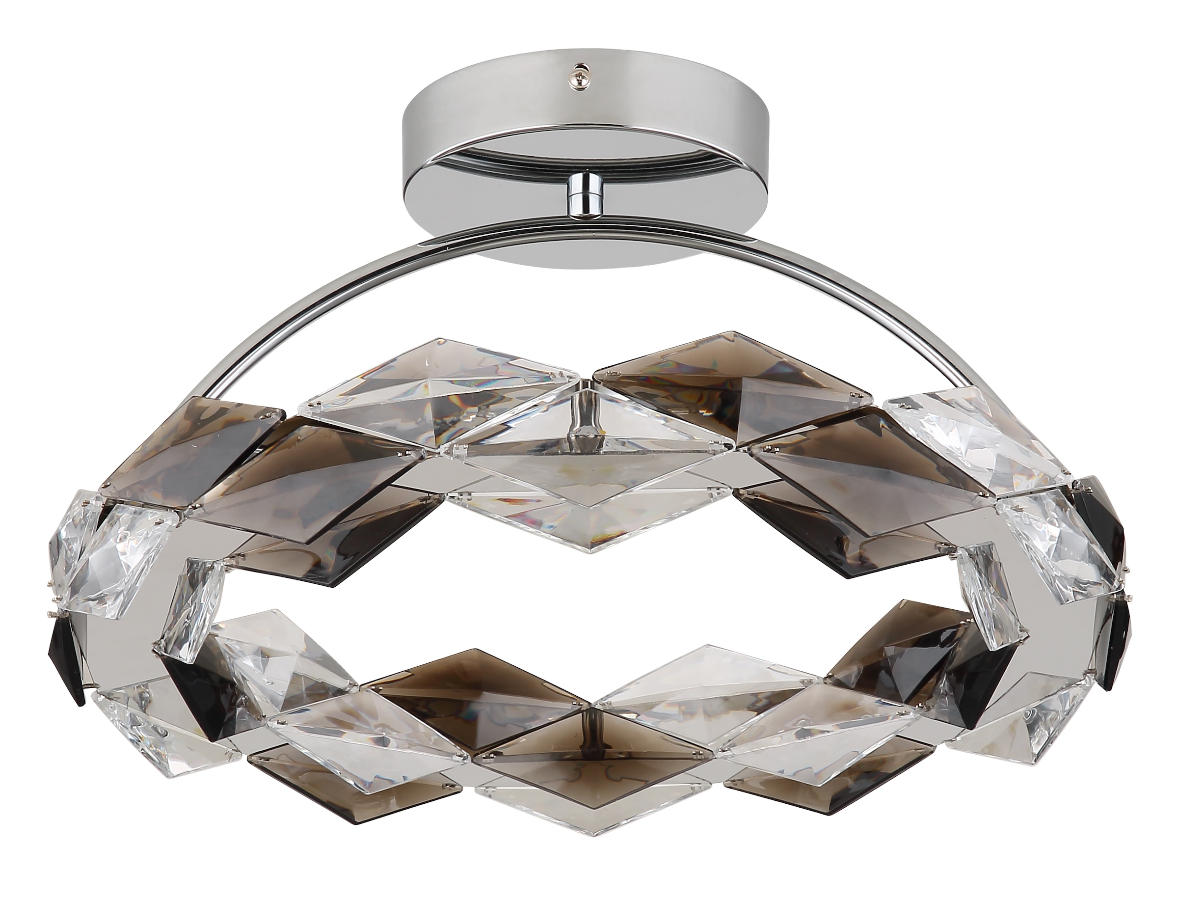 GLOBO LIGHTING LED Deckenleuchte »KARILION«, Leuchtmittel LED-Modul | LED fest integriert, Deckenlampe/Acrylkristalle rauchfarben/ø: 370mm