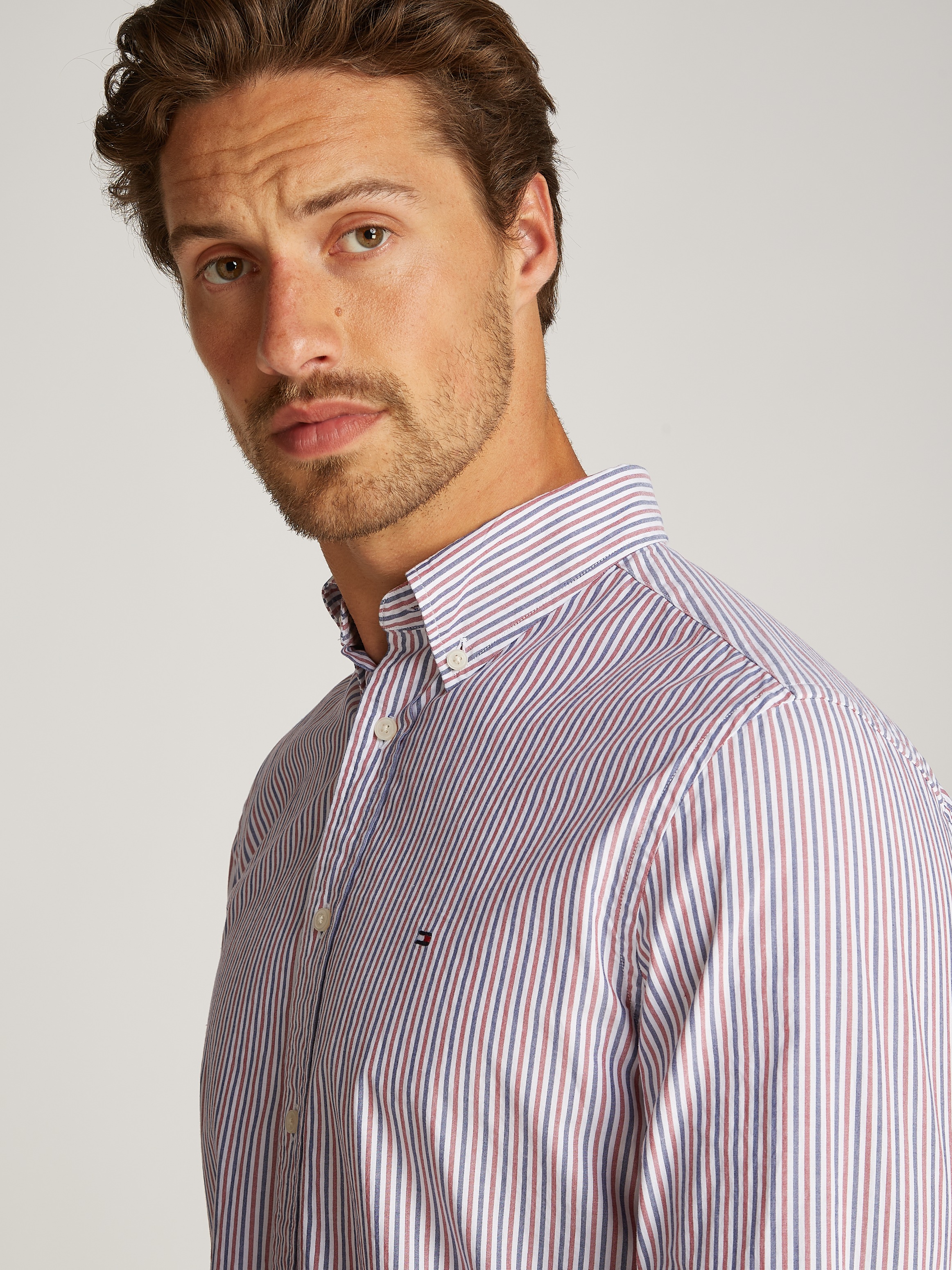 Thumbnail - Tommy Hilfiger Langarmhemd "FLEX POPLIN CLASSIC STP Regular Fit SHIRT" mit Sreifenmuster
