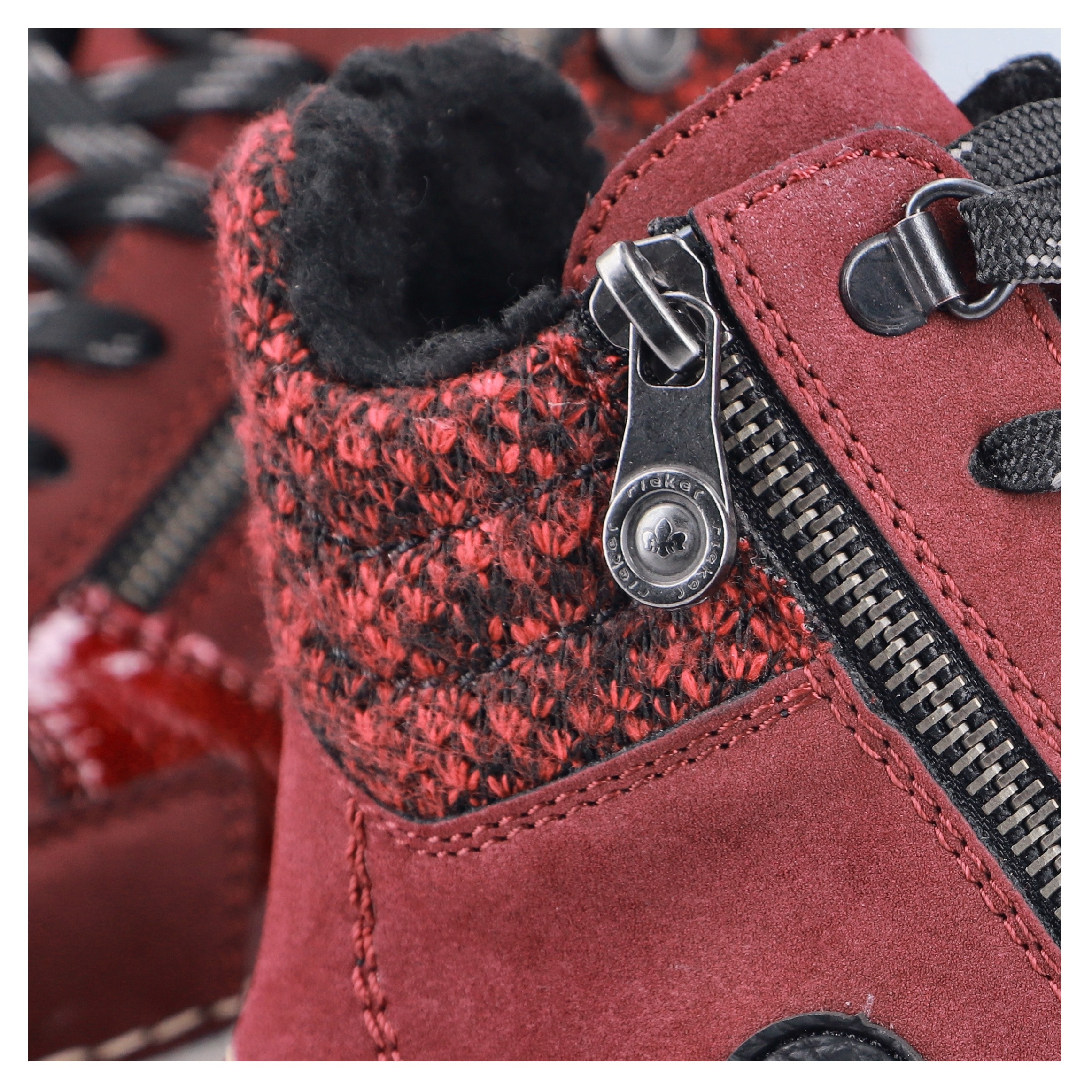Rieker Winterboots, Schnürstiefelette, Schnürboots mit Textil-Besatz am Schaftrand