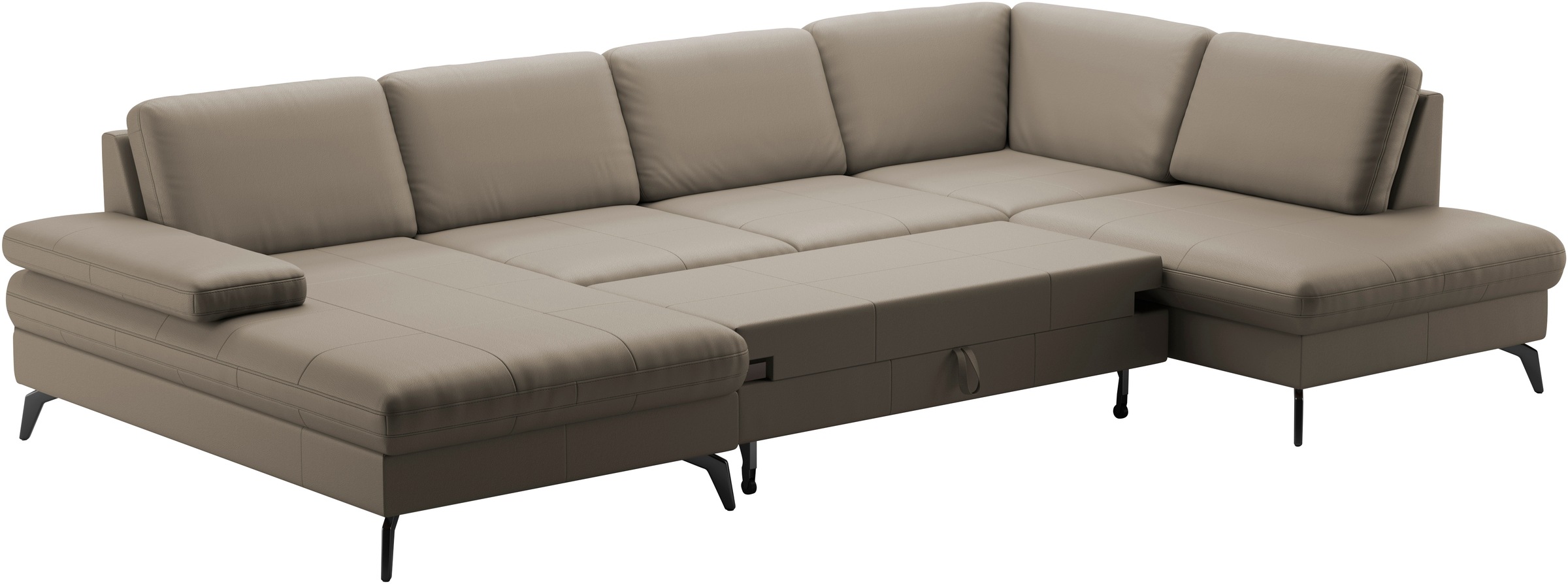 sit&more Wohnlandschaft »Morris U-Form, inkl. Sitztiefenverstellung«, wahlweise mit Armteilverstellung, Bettfunktion & Bettkasten