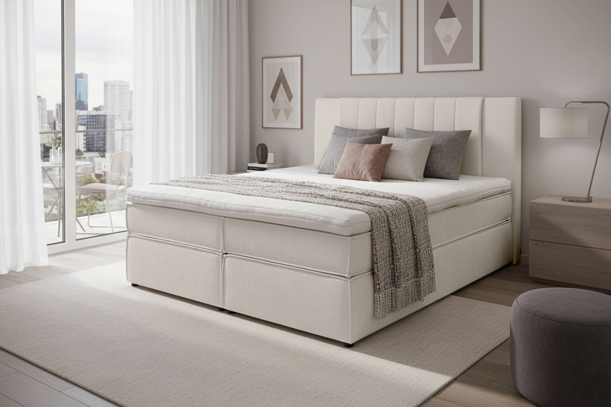 Home affaire "Bellissimo, Doppelbett, Polsterbett, Federkernbett, Komforbett" inkl. 9cm Topper, 5-Zonen-Taschen-Federkernmatratze, Härtegrad 3