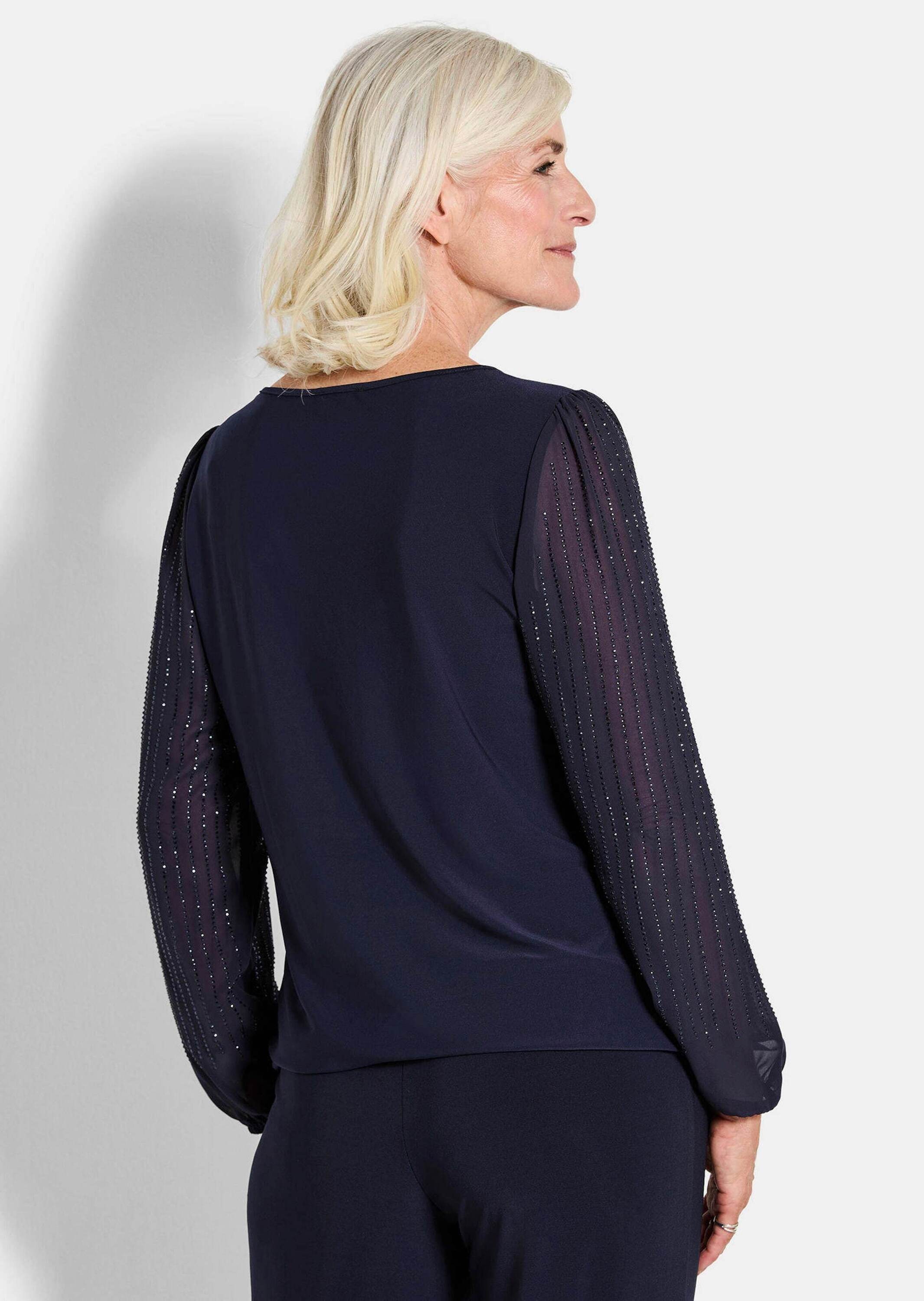 GOLDNER Langarmshirt »Shirt mit glitzernden Chiffon-Ärmeln«