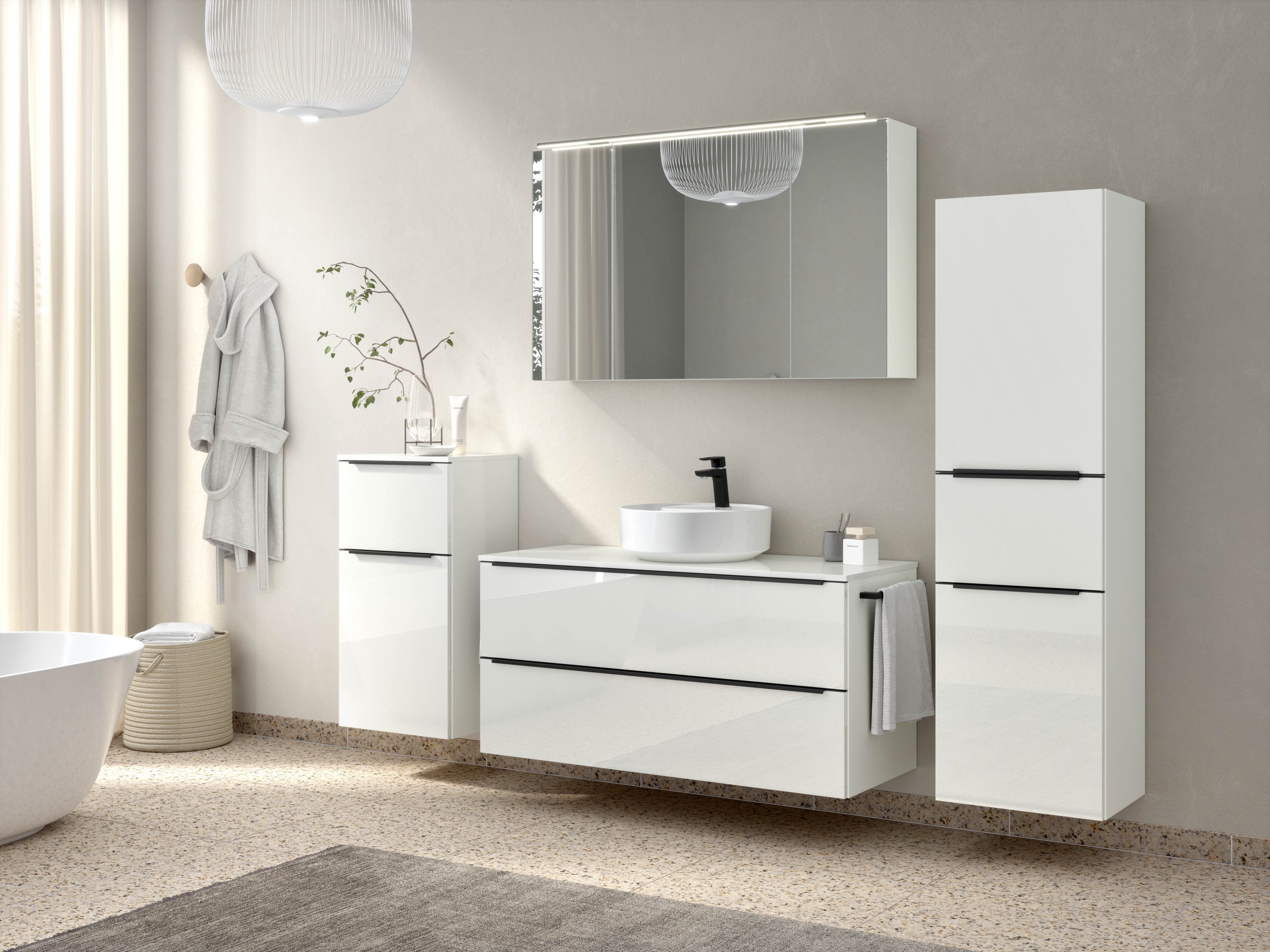 nobilia Badmöbel-Set, (1 St., vormontiert, mit Soft-Close), Hochglanz Front günstig online kaufen