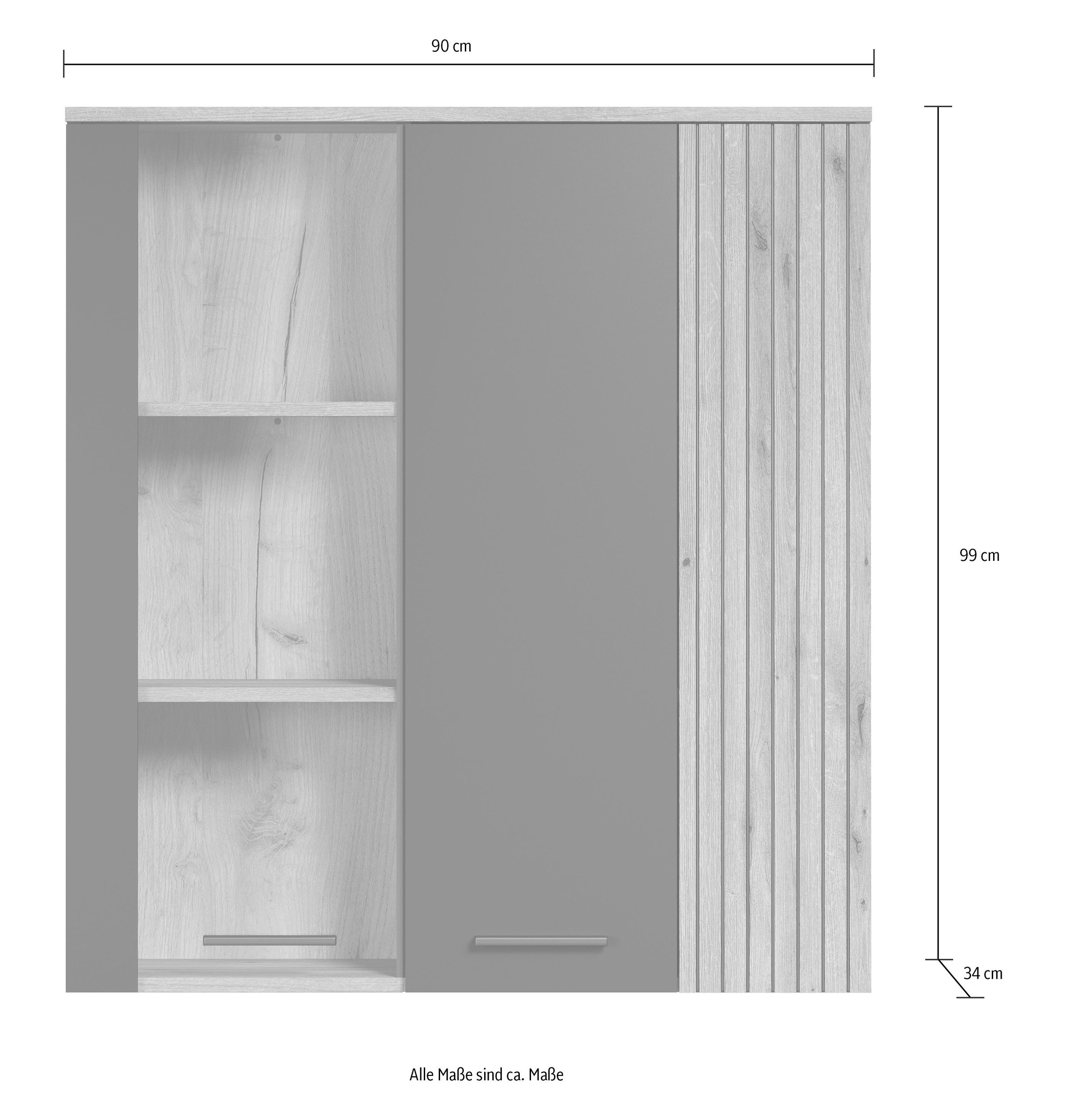 Home affaire Hängevitrine »Estepona« 1 Stk. tlg. Tür mit Akustikpaneel-Look