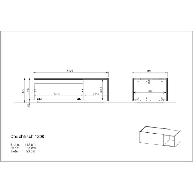 GERMANIA Wohnzimmer-Set »Cantoria«, (Set, 4 St.), mit Sideboard, Wandboard,  Vitrine, Couchtisch, griffloses Design | BAUR