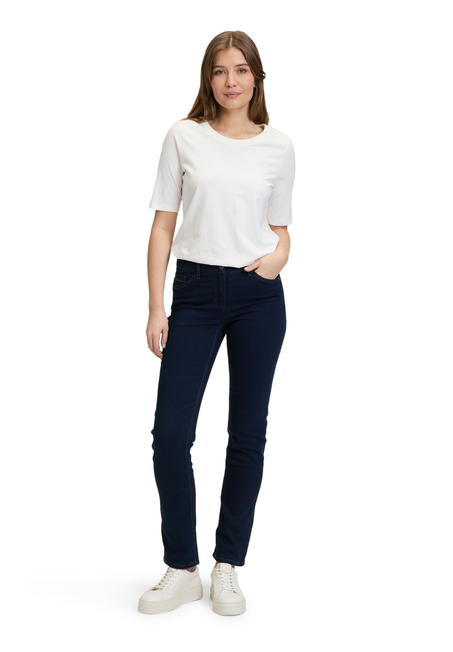 Slim-fit-Jeans BETTY BARCLAY "Damen mit aufgesetzten Taschen", Damen, Gr. 34, Normalgrößen, blau (dunkelblau), Obermaterial: 64% Baumwolle, 29% Polyester, 7% Elasthan, Basic, skinny fit, Jeans Slim-fit-Jeans 3