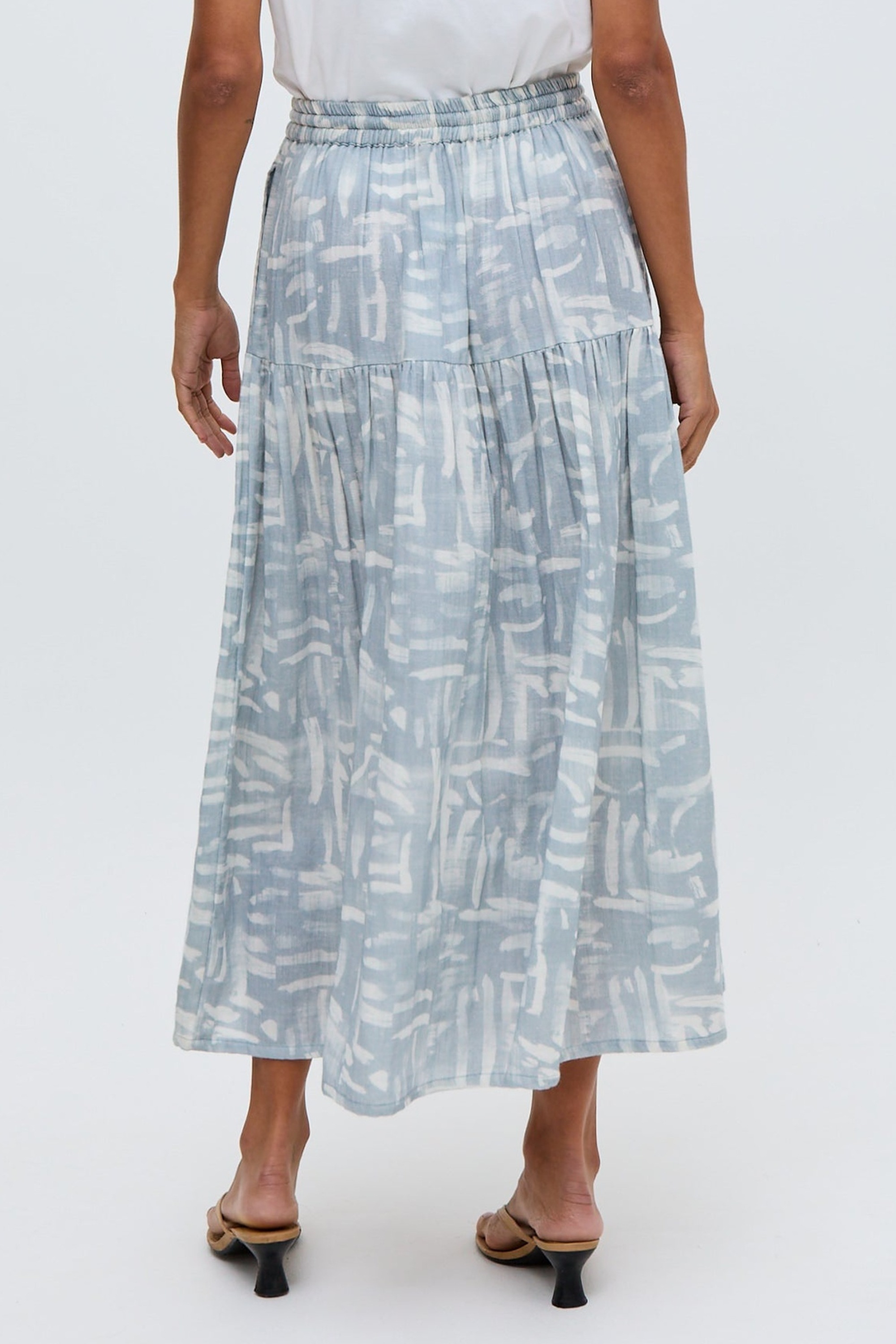 RAFFYA Midirock »Bonnie Shirred Waist Warhol Print Midi Skirt Damen«