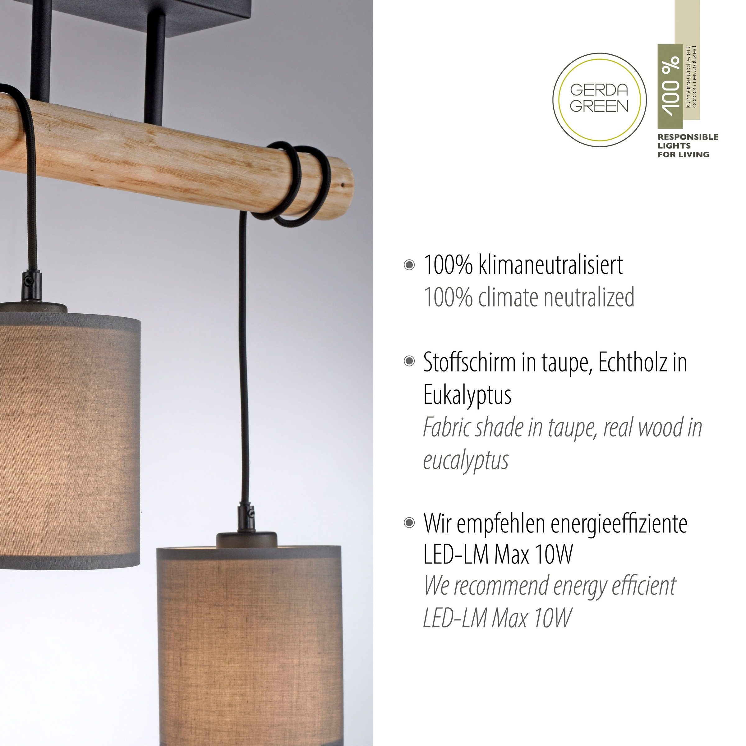 JUST LIGHT Deckenleuchte »GREEN TRIB«, 2 flammig, Leuchtmittel E27 | ohne Leuchtmittel