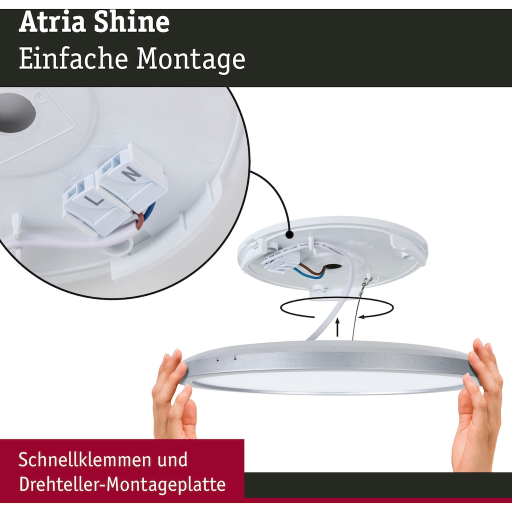 Paulmann LED Panel »Atria Shine IP44 16W 3000K 293mm Eiche Kunststoff«, 1 flammig-flammig