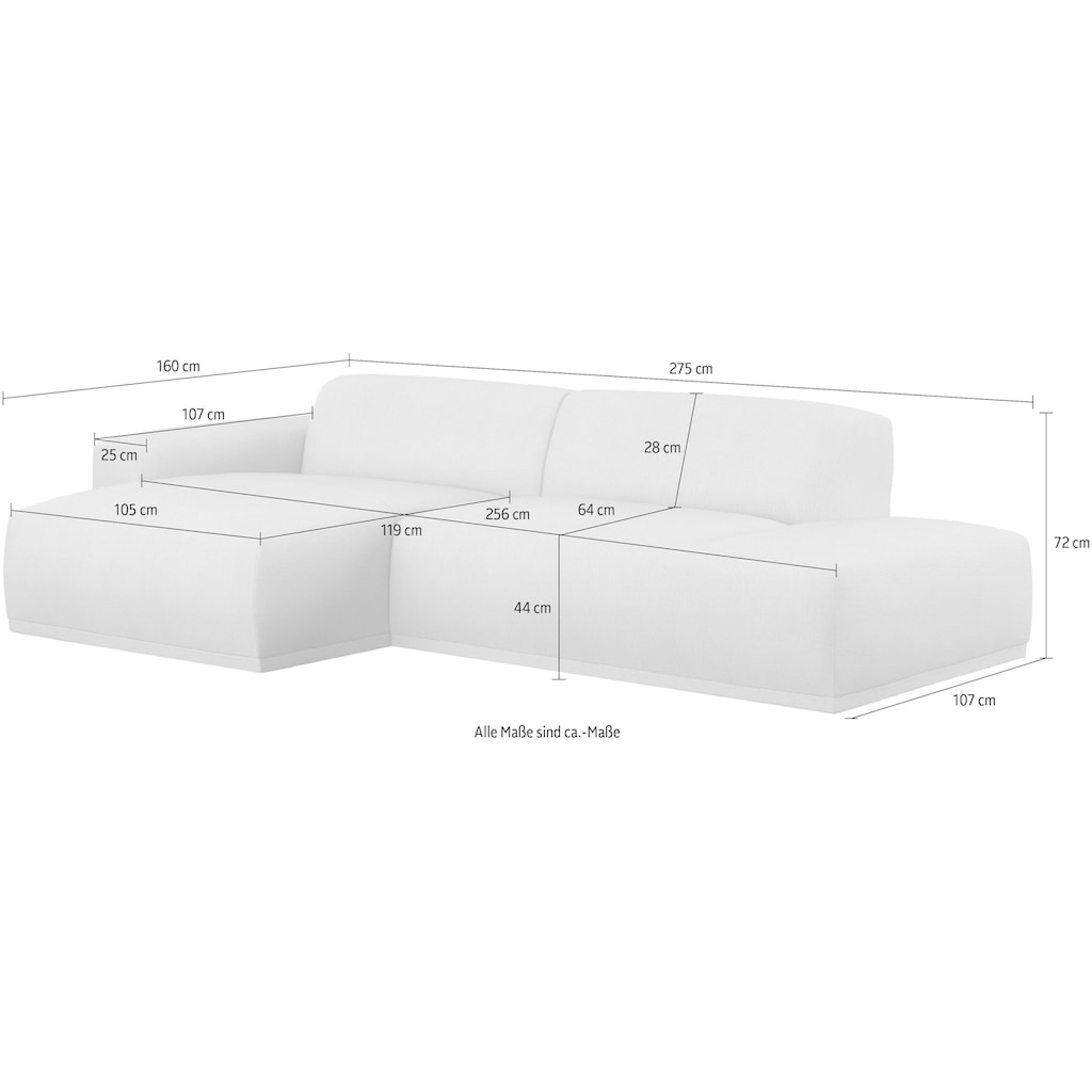 TRENDMANUFAKTUR Ecksofa Braga, aus 2 Teilen, moderner Cord-Stoff