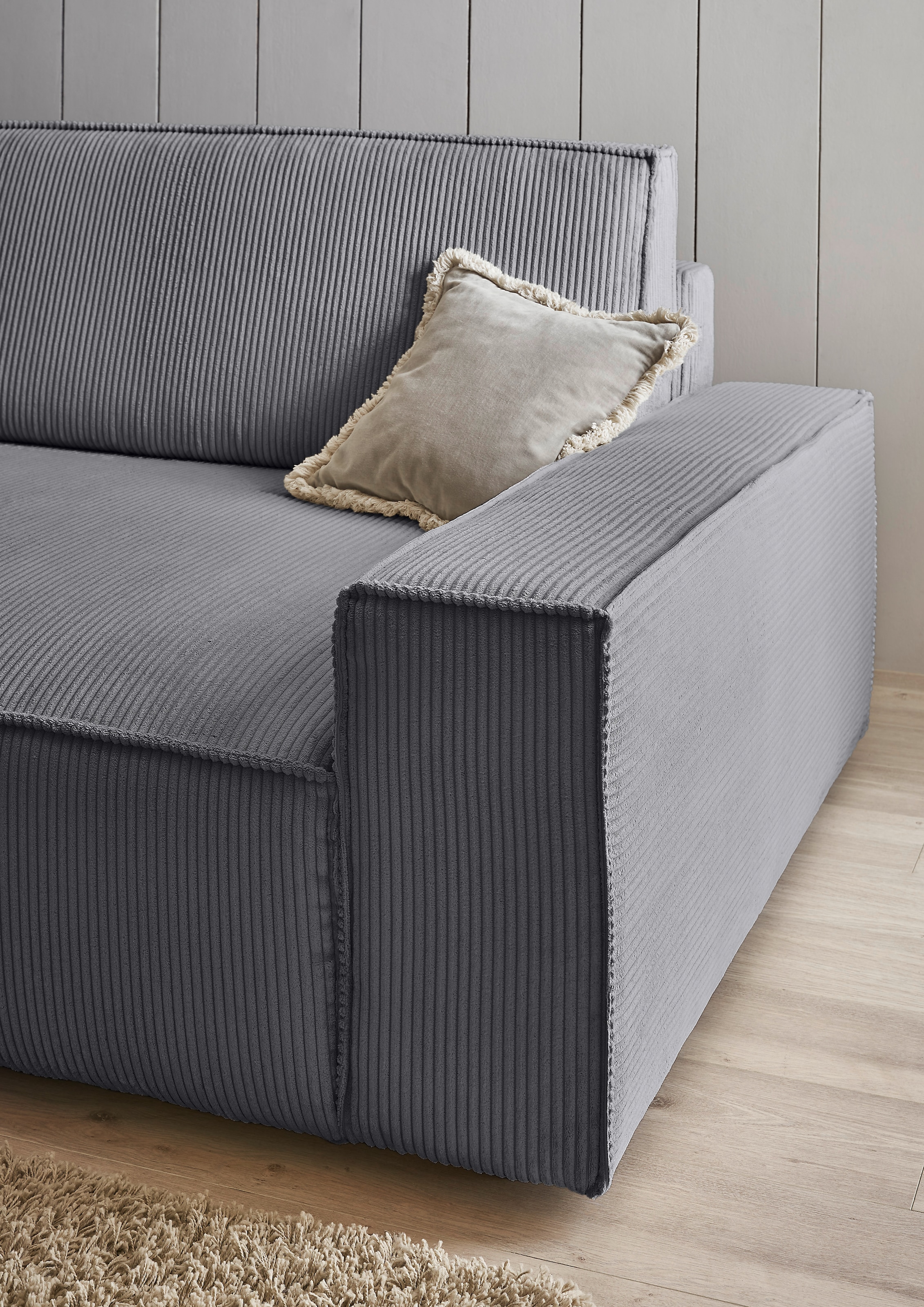 Home affaire Big-Sofa »NEU: SHERWOOD XXL, Big-Sofa (316cm), extra tiefe Sitzfläche 95 cm«, bequemer Sitzkomfort, Cord u. Leinenoptik, Kedernaht