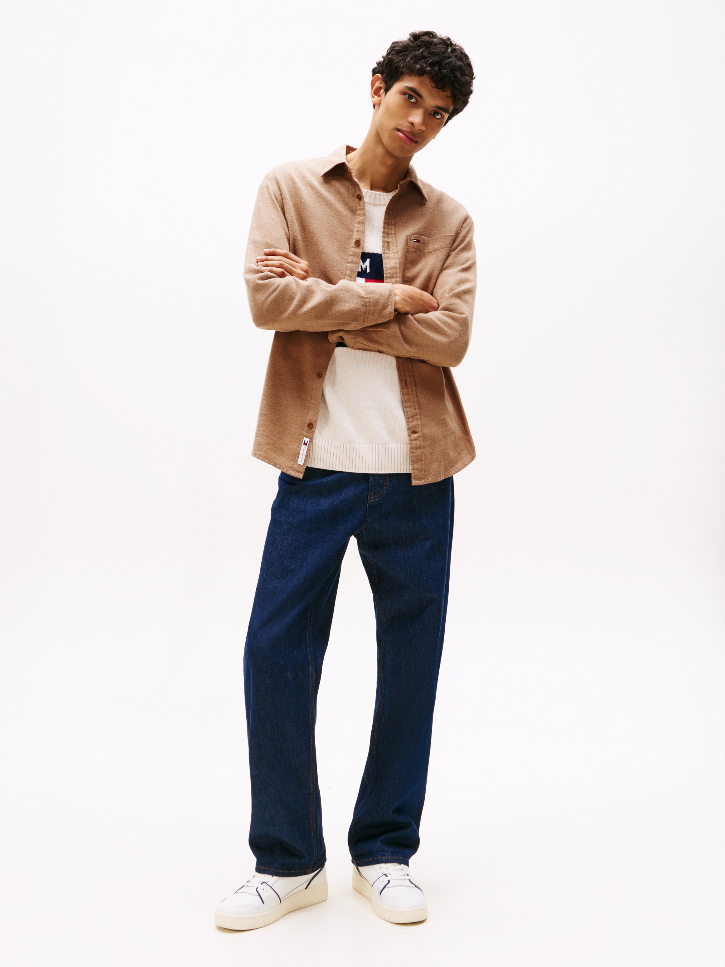 Tommy Jeans Flanellhemd »TJM FLANNEL«, regular fit, Langarmhemd, halbgespreizter Kragen