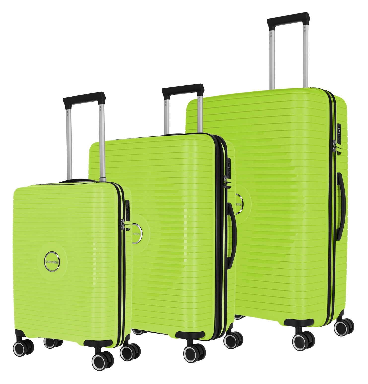 travelite Trolleyset "ORBITA 4w S/M/L", (Set, 3 tlg., Hartschalen Trolleyset), Hartschalen-Koffer Kofferset Reiseset Han