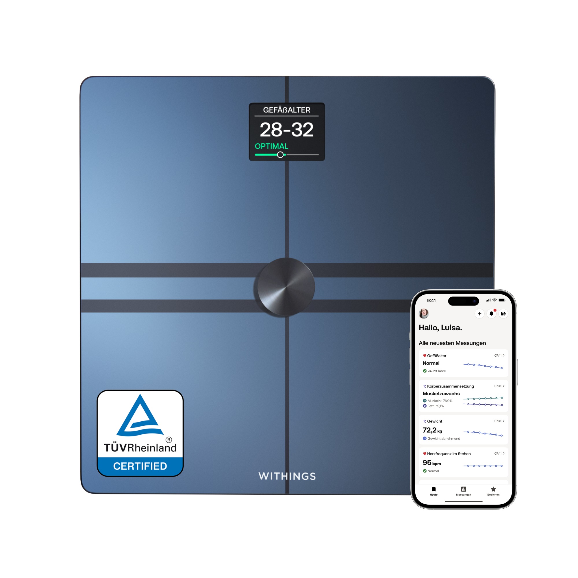 Withings Personenwaage »Body Comp, WLAN- oder Bluetooth-Konnektivität«, spezielle Modi für Schwangerschaft, Babys und Athleten
