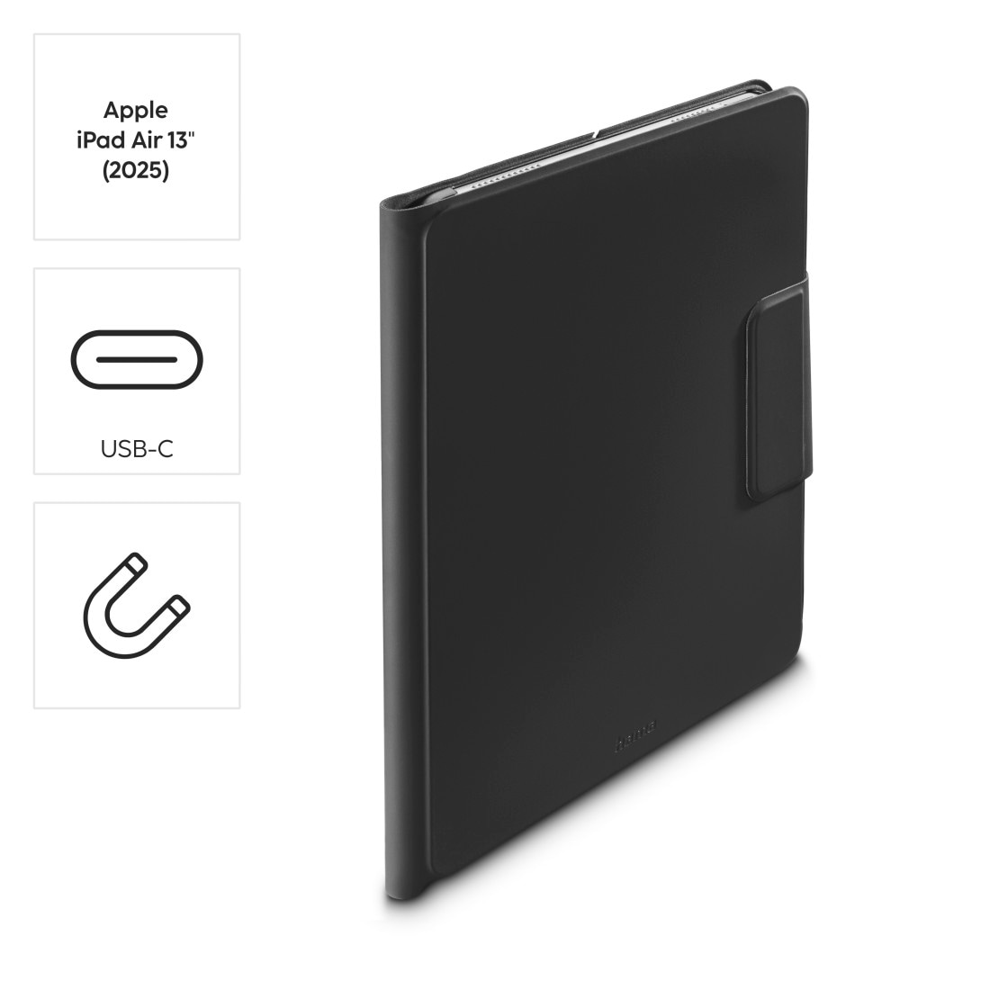 Hama Tablet-Hülle »Tablet-Hülle f. iPad Air 13“, herausnehmbare BT-Tastatur, Touchpad« Bluetooth-Tastatur, Touchpad, Standfunktion, abnehmbare Tastatur