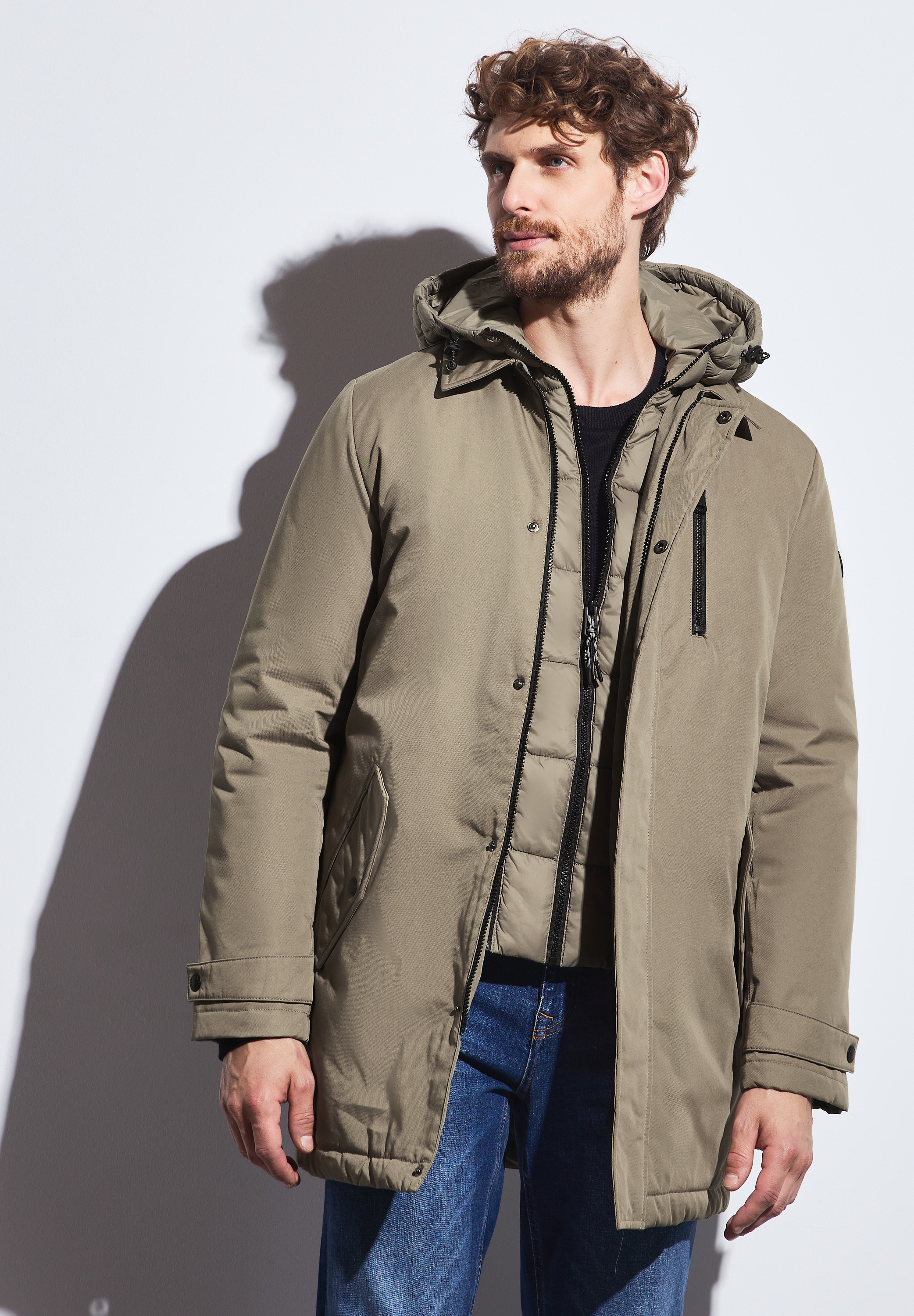 STREET ONE MEN Winterjacke, mit Kapuze, mit Kapuze günstig online kaufen