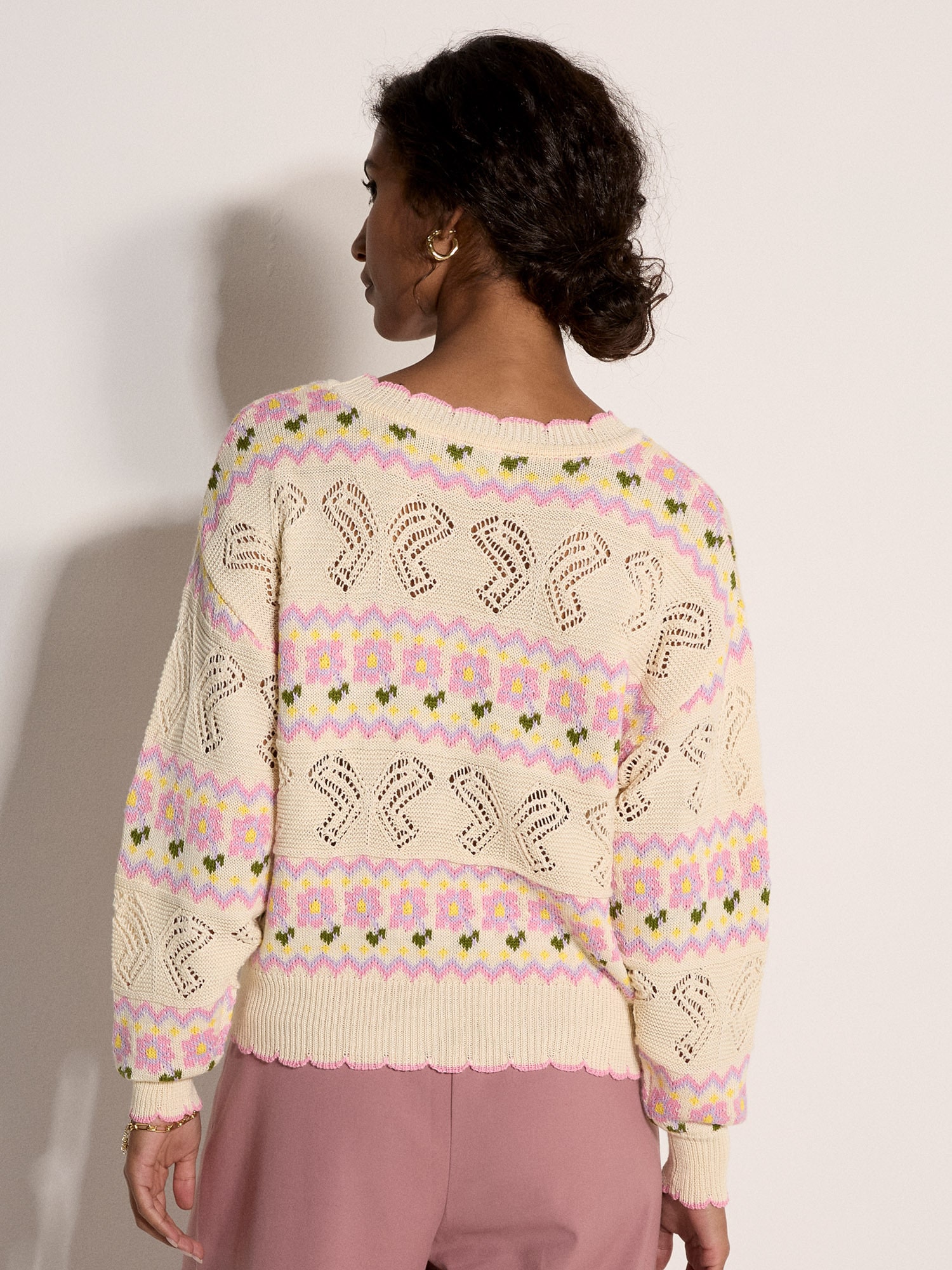 Apricot Strickpullover »Pointelle-Strickjacke« mit Schmetterlings- und Blumenmuster