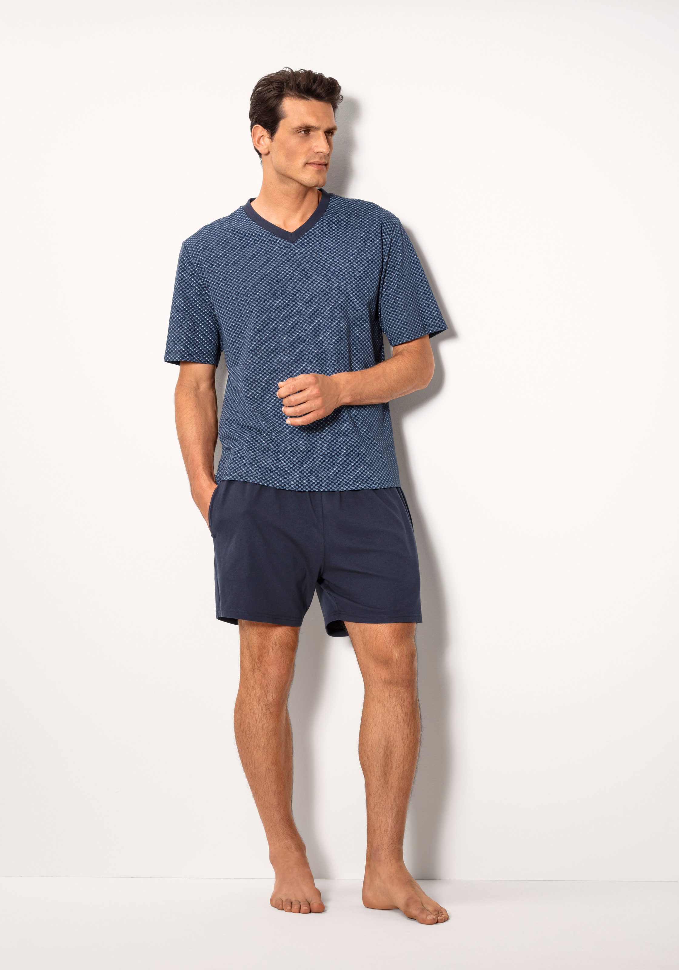 le jogger® Pyjama, (Packung, 4 tlg., 2 Stück), Schlafanzug mit Allovermuster