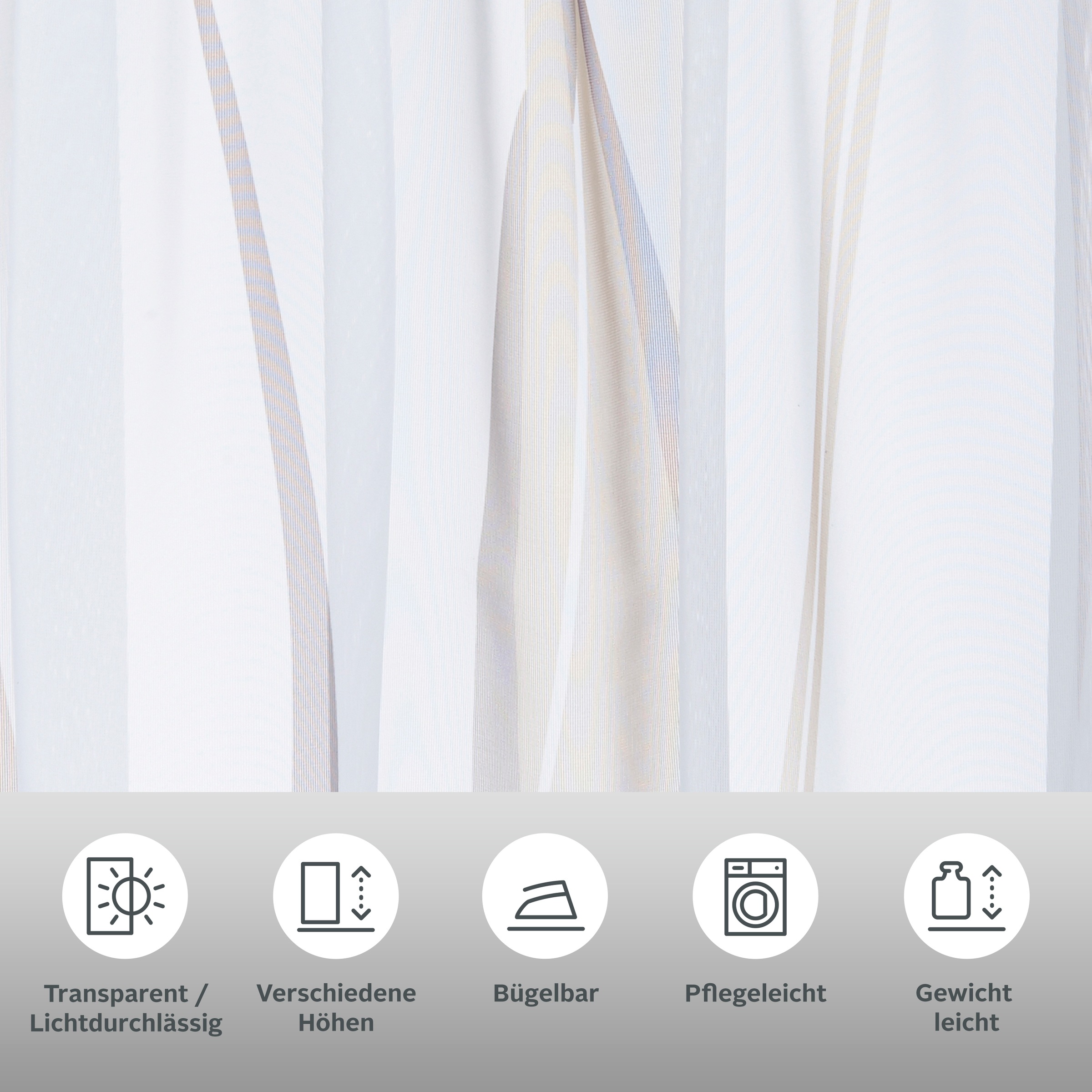 Thumbnail - my home Gardine "Dimona" Ösen 2 Stk. tlg. 2-er Set, transparent, Voile, Polyester, Wellen