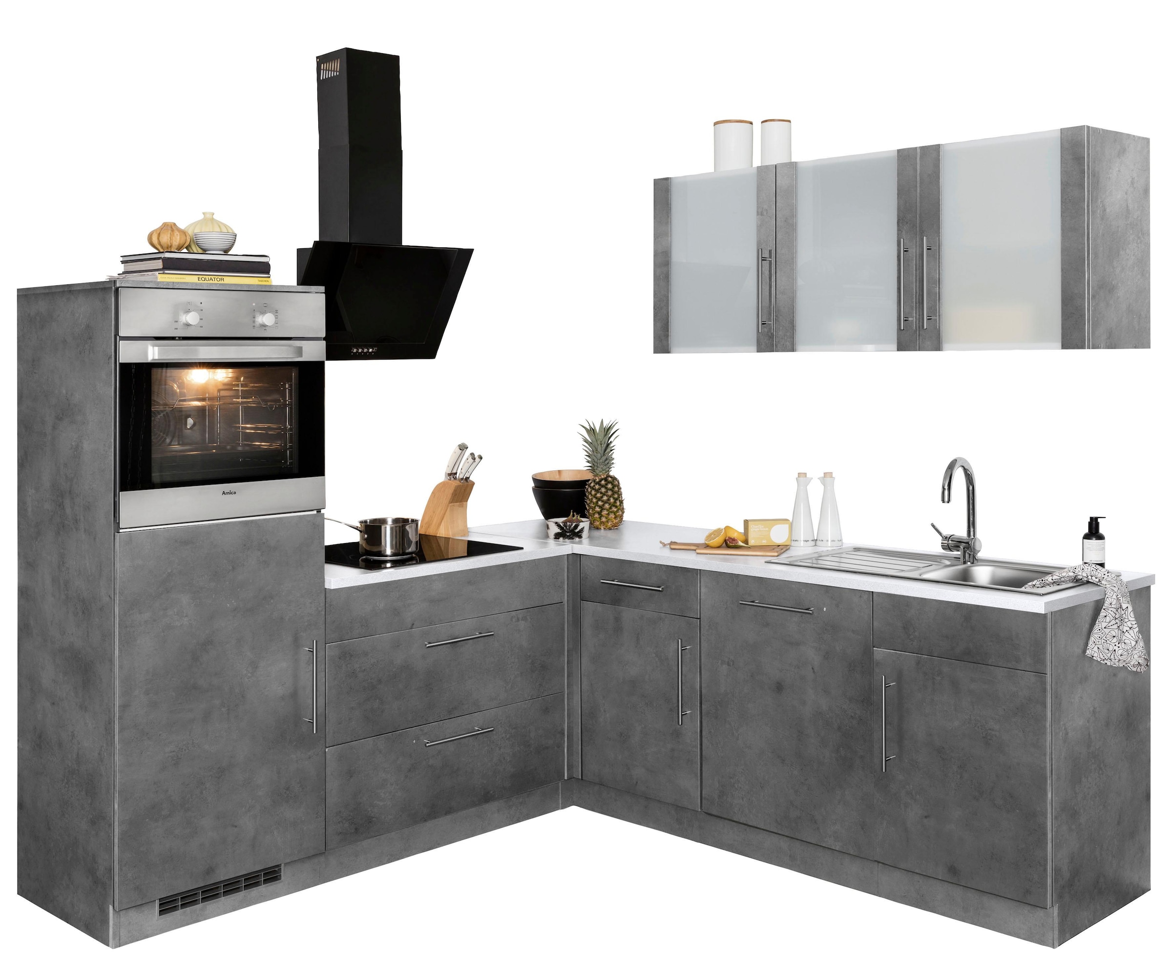 wiho Küchen Winkelküche »Cali«, mit E-Geräten, Stellbreite 210 x 220 cm  kaufen | BAUR