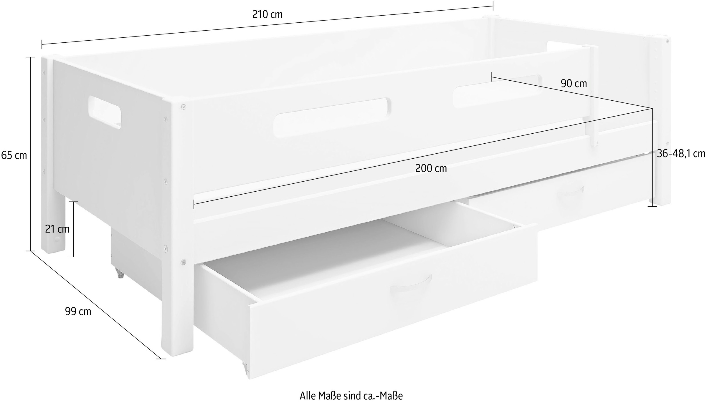 Thuka Einzelbett »Nordic Kinderbett, Spielbett, Daybett,«, bester Qualität, stabil, umbaubar, mit Schubladen