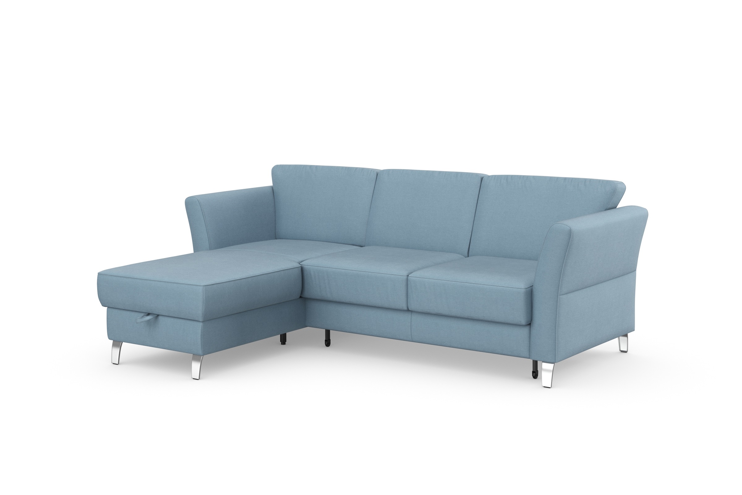 Ecksofa SIT & MORE "Visby L-Form", blau (hellblau), B:248cm H:87cm T:162cm, Sofas, Ecksofa, wahlweise mit Bettfunktion und Bettkasten, frei im Raum stellbar 6