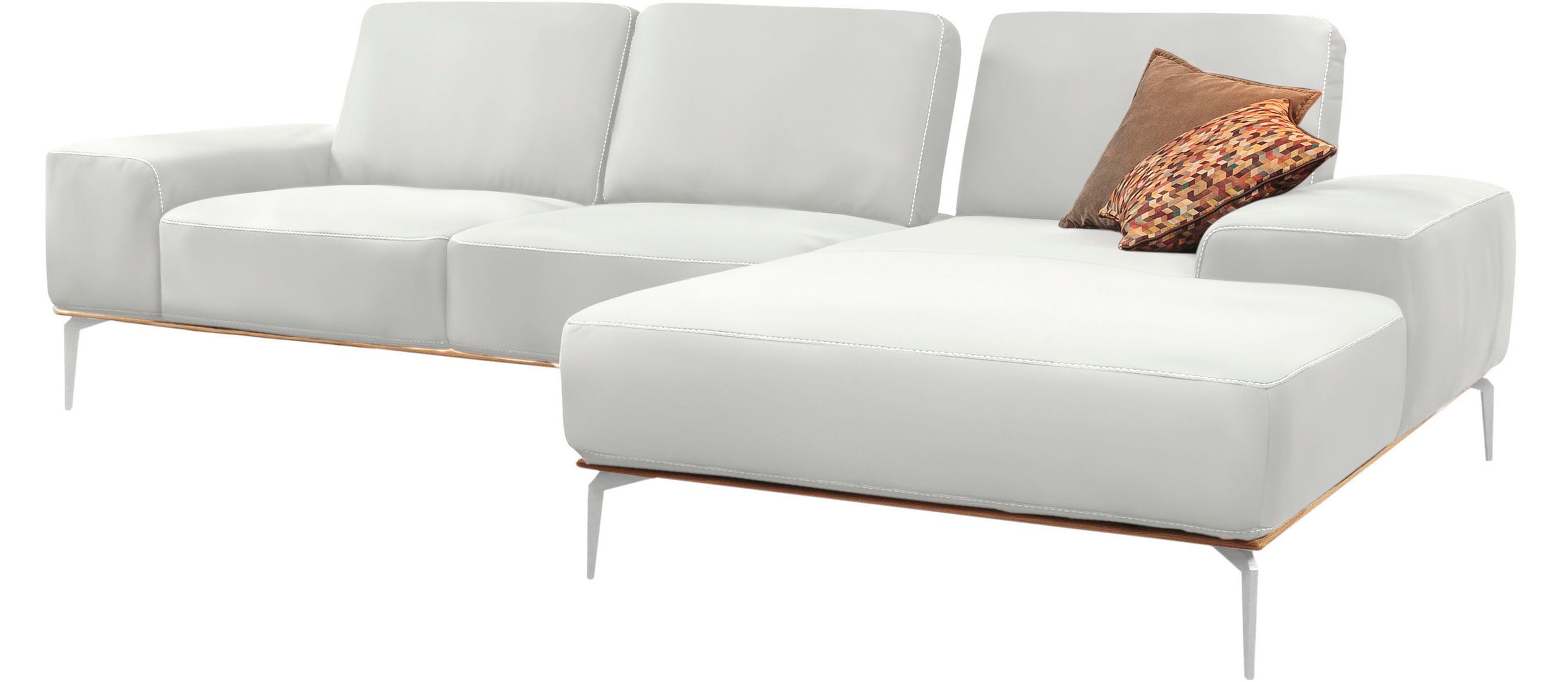 W.SCHILLIG Ecksofa »run, Designsofa, bequem, L-Form«, mit elegantem Holzsockel, Füße in Chrom glänzend, Breite 299 cm