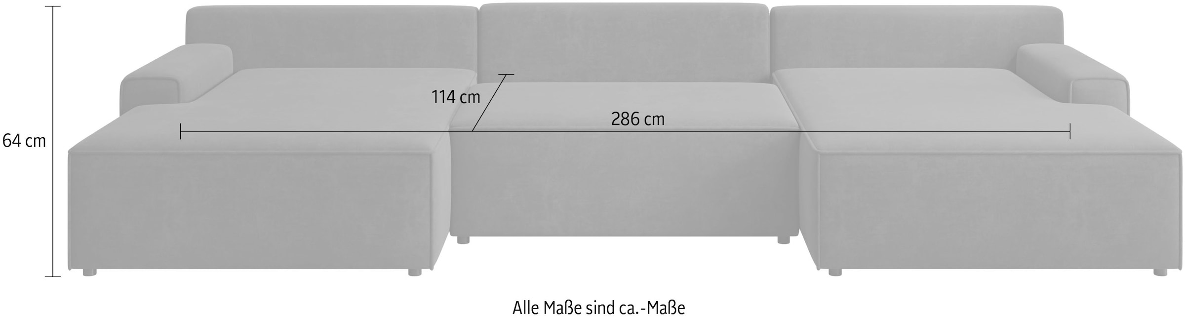 TRENDMANUFAKTUR Wohnlandschaft »Challenge, Schlafsofa mit Bettkasten, Couch in U-Form, Breite 333 cm«, XXL Sofa mit Bettkasten & Schlaffunktion, auch in trendigem Cordstoff