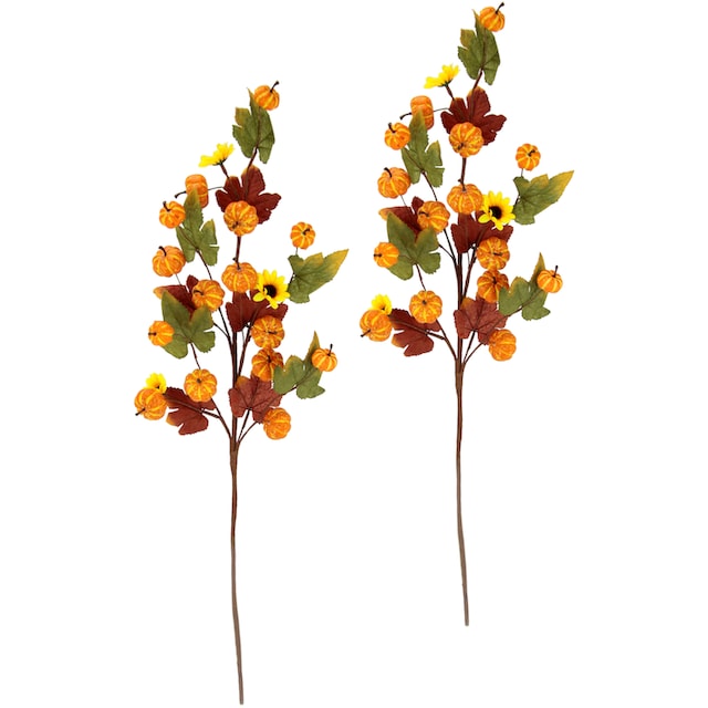 I.GE.A. Kunstzweig »Herbstzweige«, Mit Sonnenblumen, Kürbissen und  Herbstlaub, 2er Set bestellen | BAUR