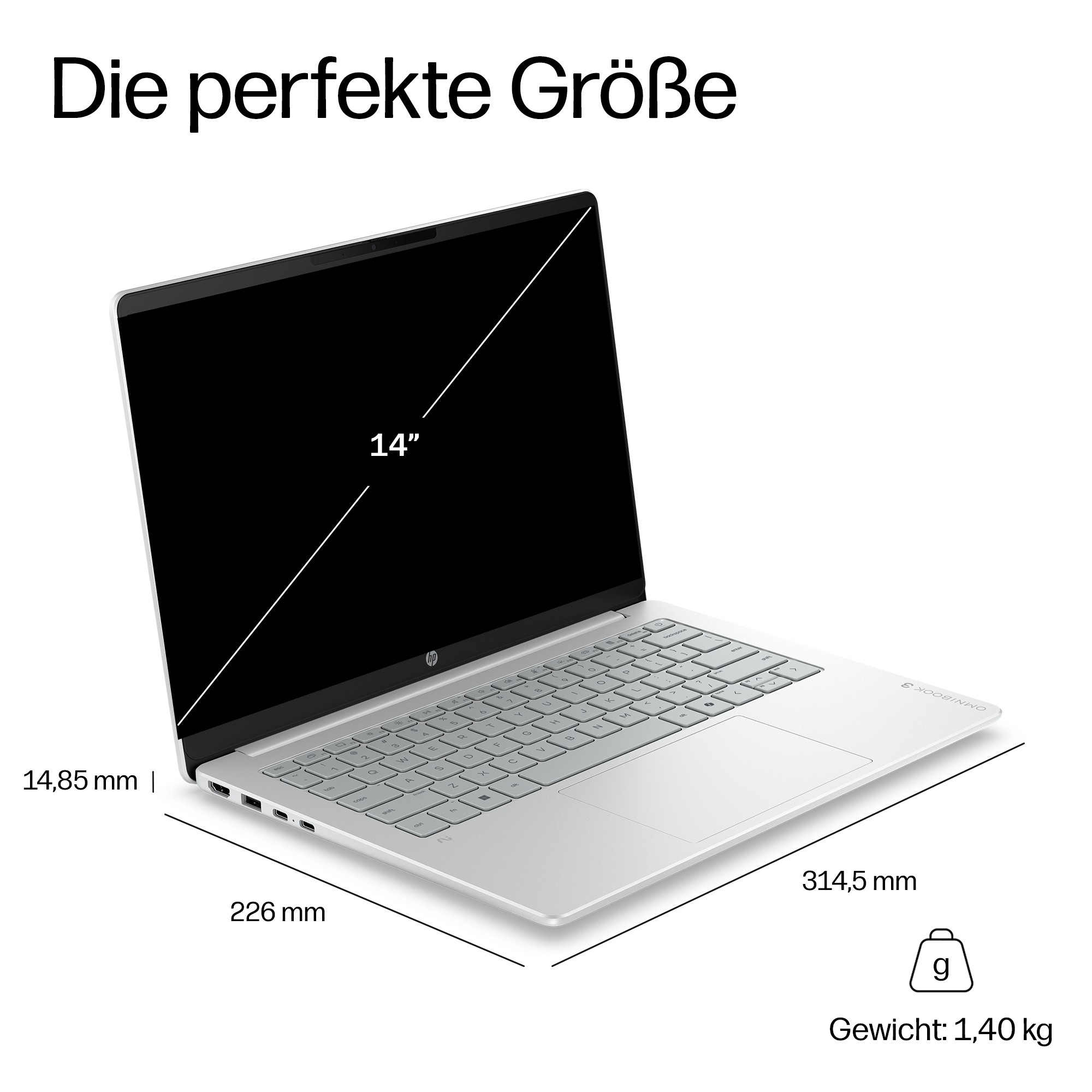 HP Notebook »OmniBook 3 14-hz0351ngx« 35,6 cm / 14 ″ Snapdragon X Adreno 512 GB SSD